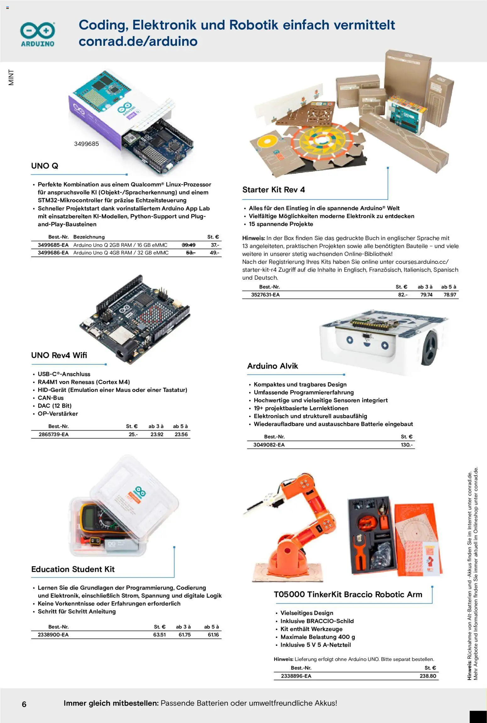Conrad Education Katalog – gültig ab 07.09.2026 | Seite: 6 | Produkte: Batterien, Box, Maus, Tastatur