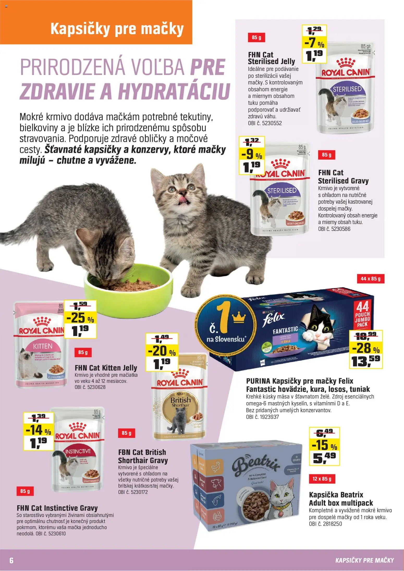Nové OBI akcie – leták je platný od 15.09.2026 | Strana: 6 | Produkty: Felix, Apple, Kapsičky, Kapsičky pre mačky