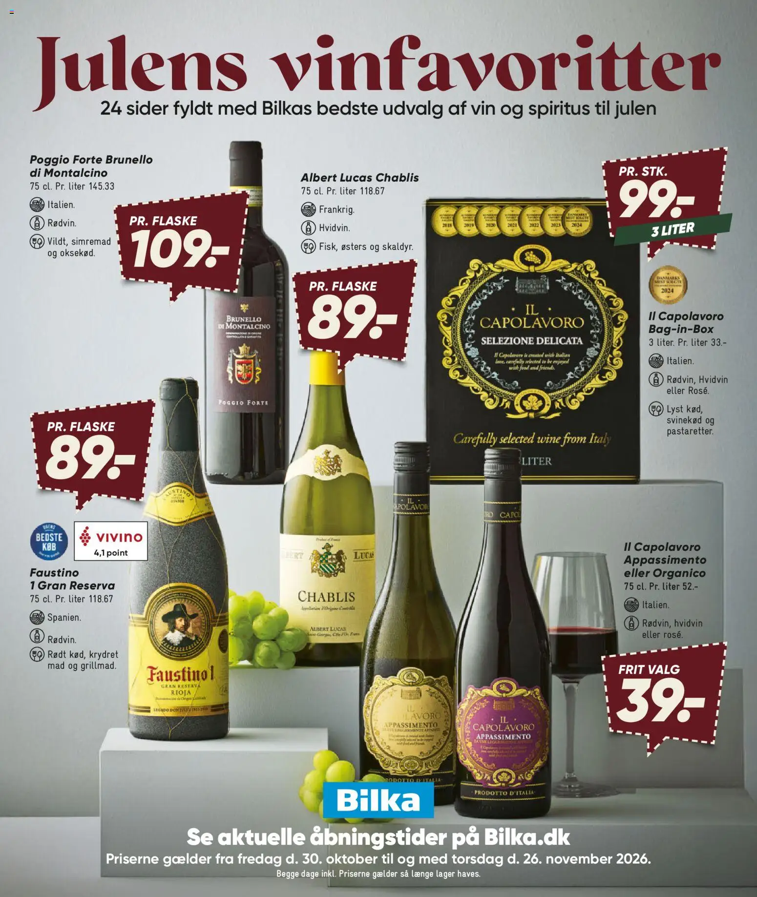 Bilka tilbudsavis – gyldig fra 30/10/2026 | Side: 32 | Produkter: Vin, Svinekød, Hvidvin, Is