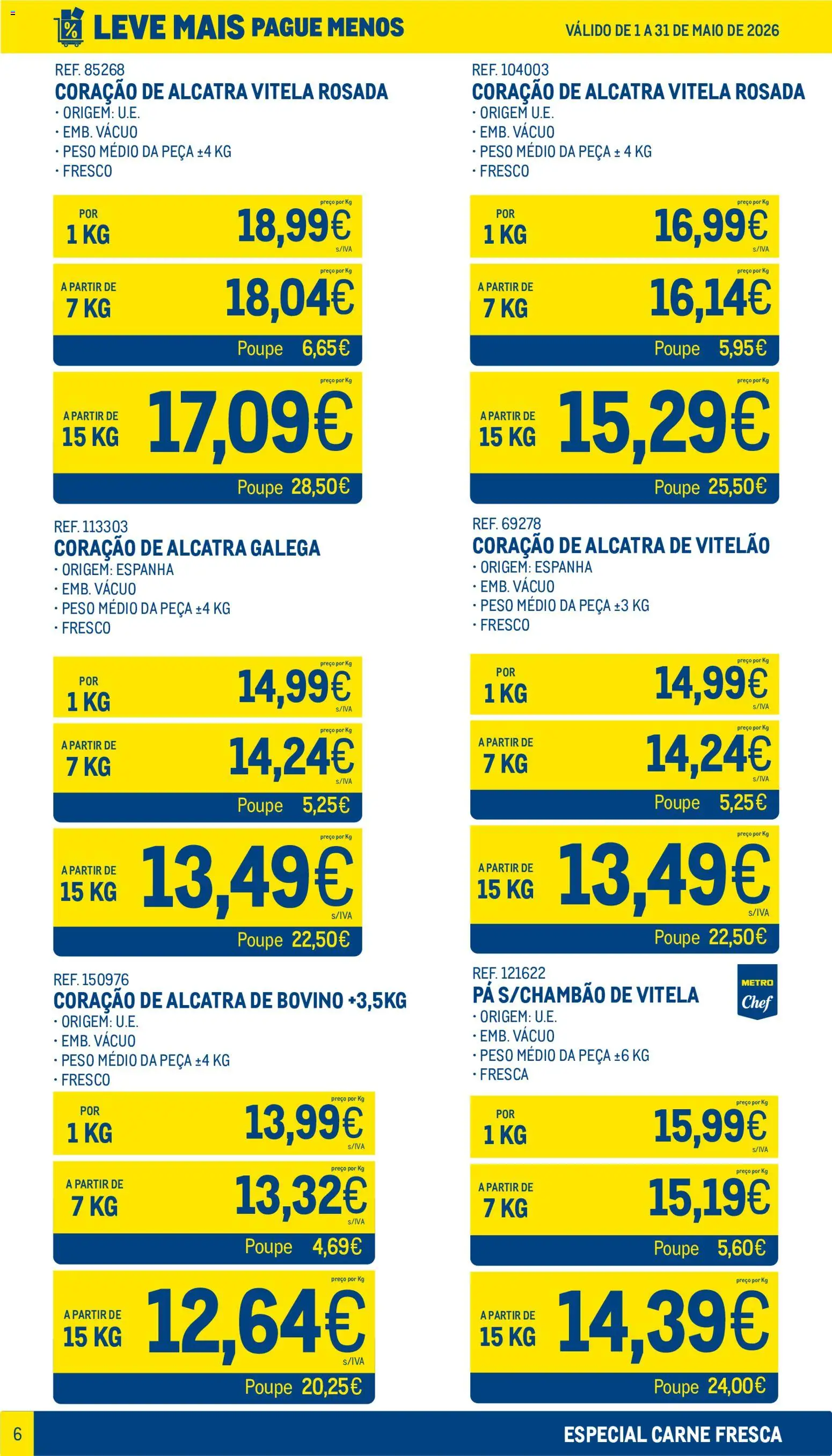 Makro Leve Mais Pague Menos - Carne Fresca │ válido de 01.05.2026 | Página: 6 | Produtos: Vitela, Carne, Pá