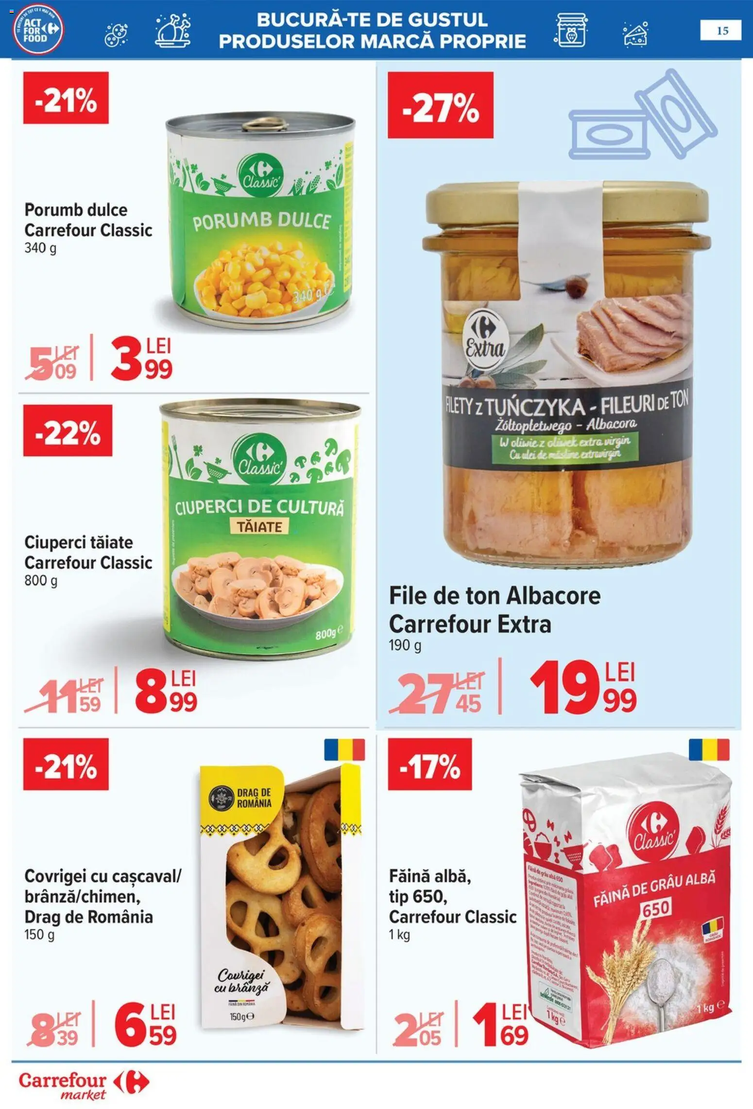 Noul catalog Carrefour – valabil de la 06.05.2026 | Pagină: 18 | Produse: Ciuperci, Brânză, Făină, Porumb
