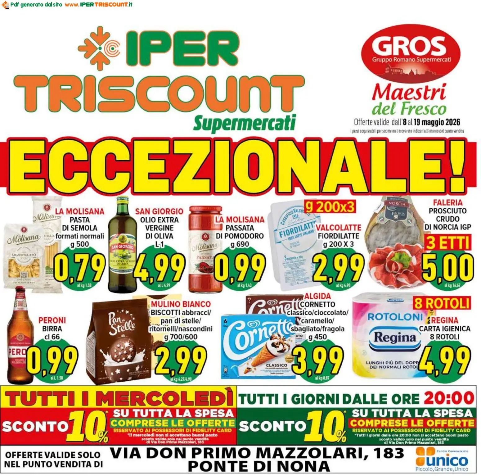 Volantino Ipertriscount del 08.05.2026 | Pagina: 1 | Prodotti: Birra, Biscotti, Pomodoro, Pasta