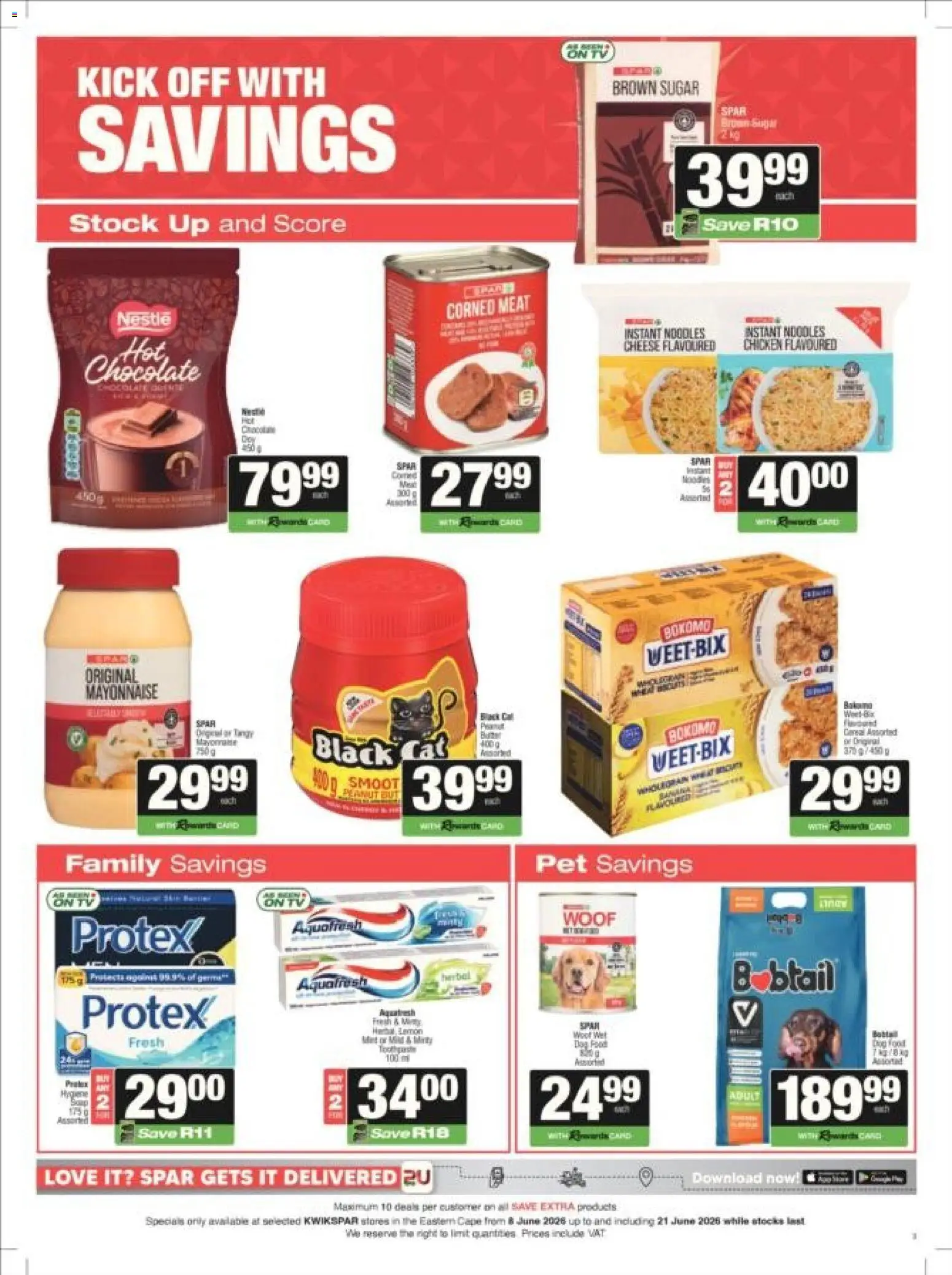 New KWIKSPAR catalogue – valid from 08.06.2026 | Page: 2 | Products: Chocolate, Noodles, Mayonnaise, Sugar