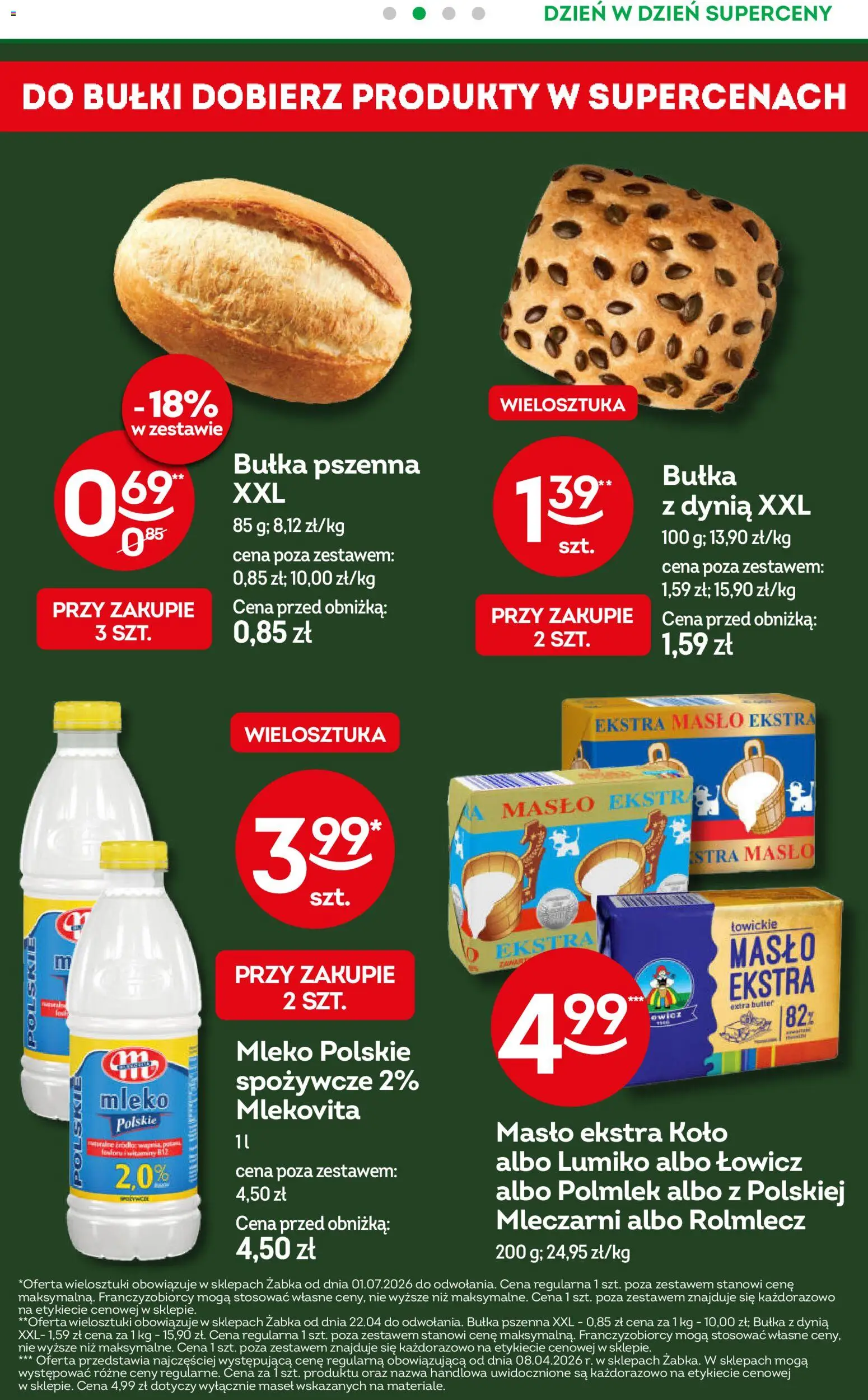 Żabka gazetka - Codzienne produkty od 01.07.2026 | Strona: 3 | Produkty: Dynia, Bułka, Mleko, Bułka pszenna