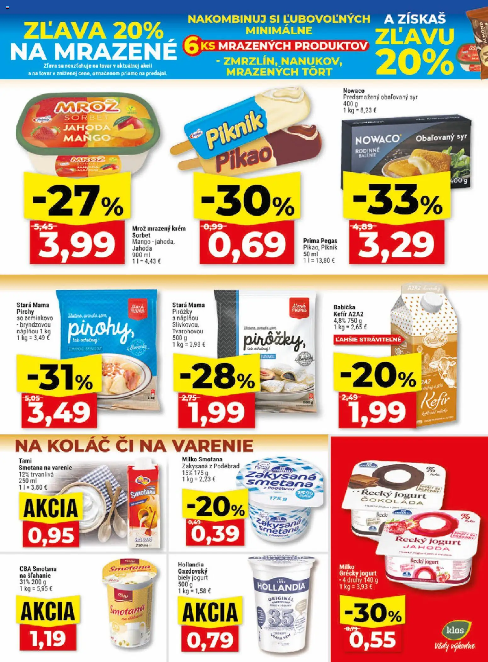 Nové Klas akcie – leták je platný od 10.08.2026 | Strana: 9 | Produkty: Smotana, Grécky jogurt, Obaľovaný syr, Kefír