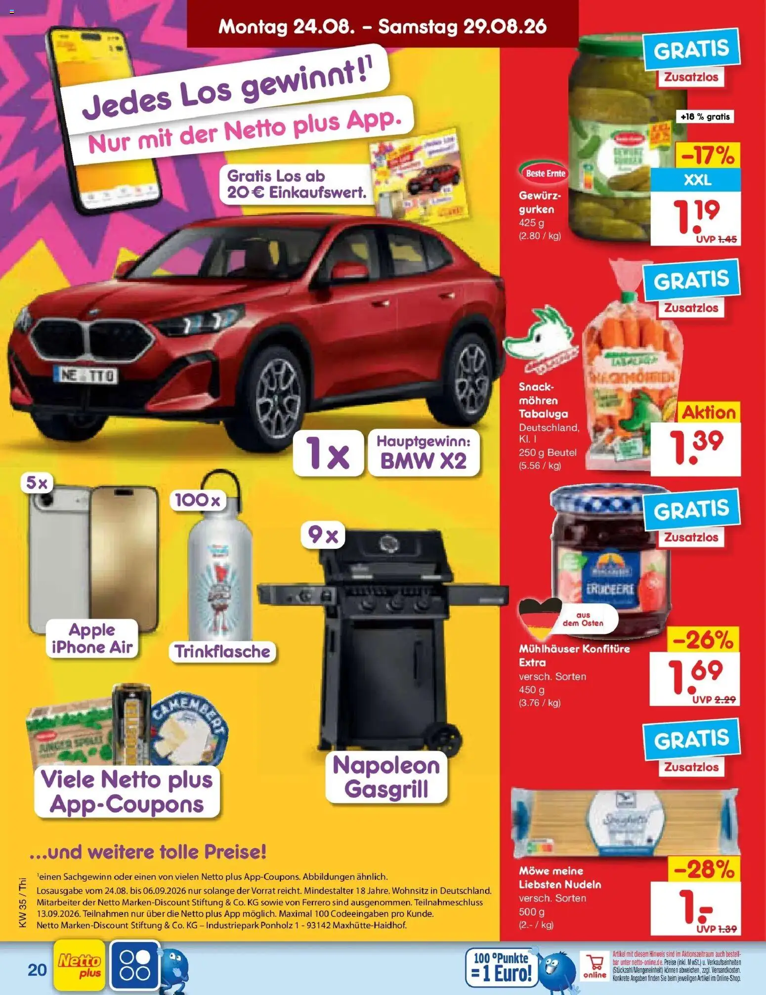 Netto Marken-Discount Prospekt Pirna (ab 24.08.2026) » Angebote | Seite: 30 | Produkte: Apple, Mohren, Nudeln, Gurken