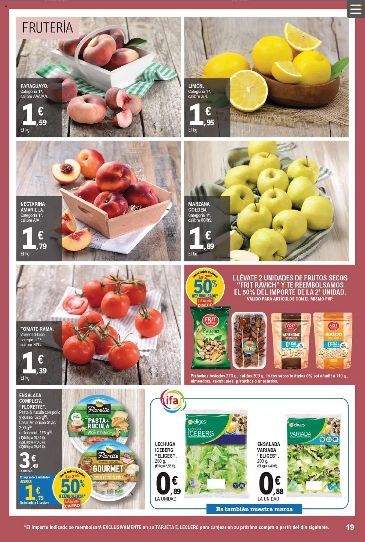 E.Leclerc Valdemoro │ válido desde el 12/08/2026 | Página: 19 | Productos: Pasta, Manzana, Té, Ensalada