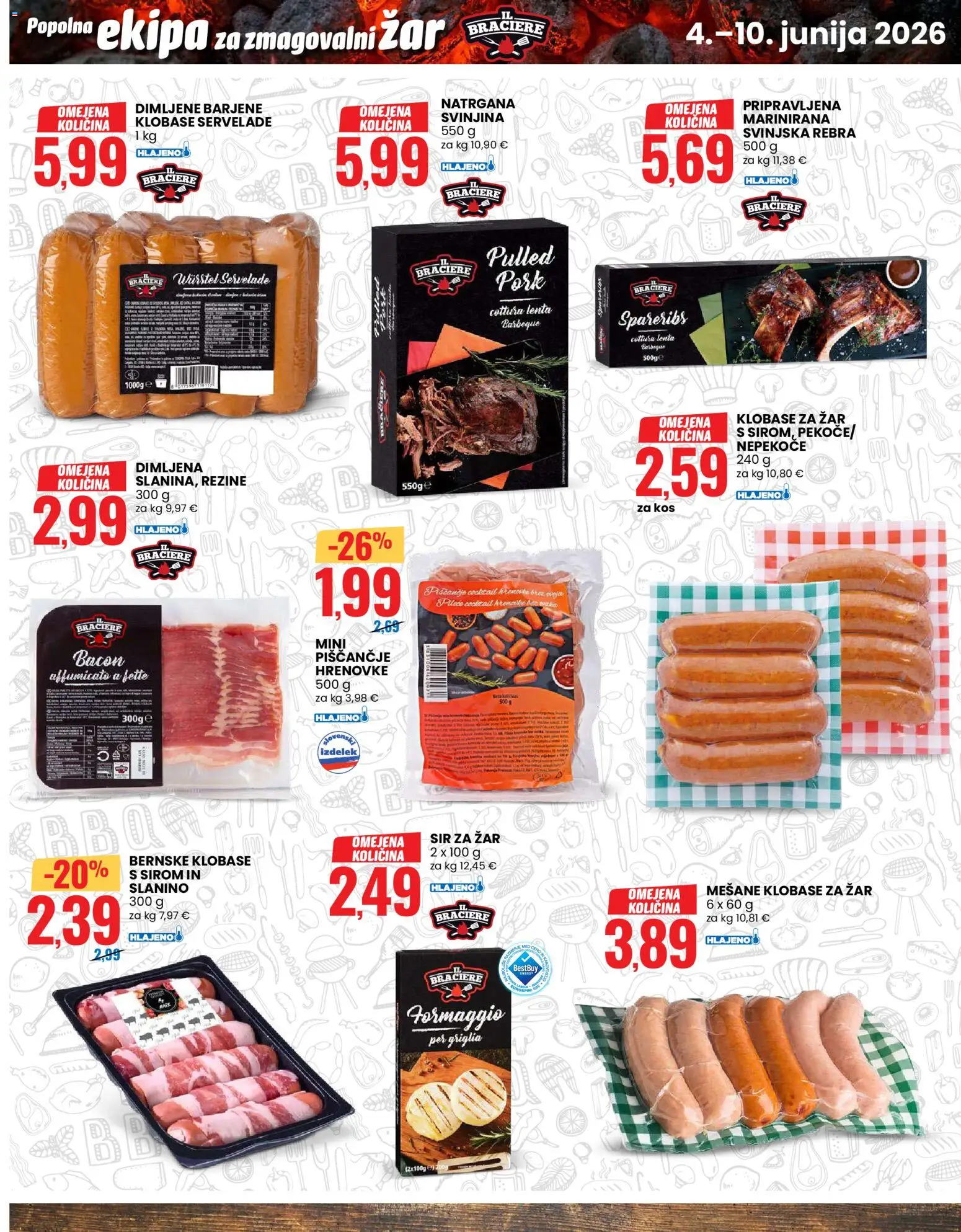 Novi Eurospin katalog ponudbe – veljaven od 04.06.2026 | Stran: 4 | Izdelki: Zar, Kos, Grill, Klobase
