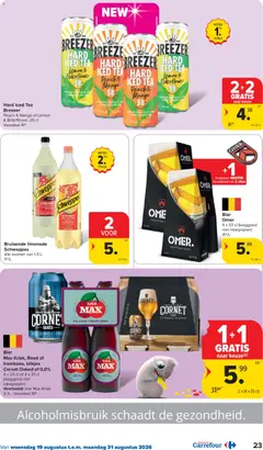 Bier Max Kriek, Rood of framboos, blikjes, Cornet Oaked of 0,0% 4 x 25 cl of 4 x 33 cl (leeggoed niet inbegrepen) - Voorbeeld van een folder van Carrefour, geldig van 19/08/2026 | Pagina: 23