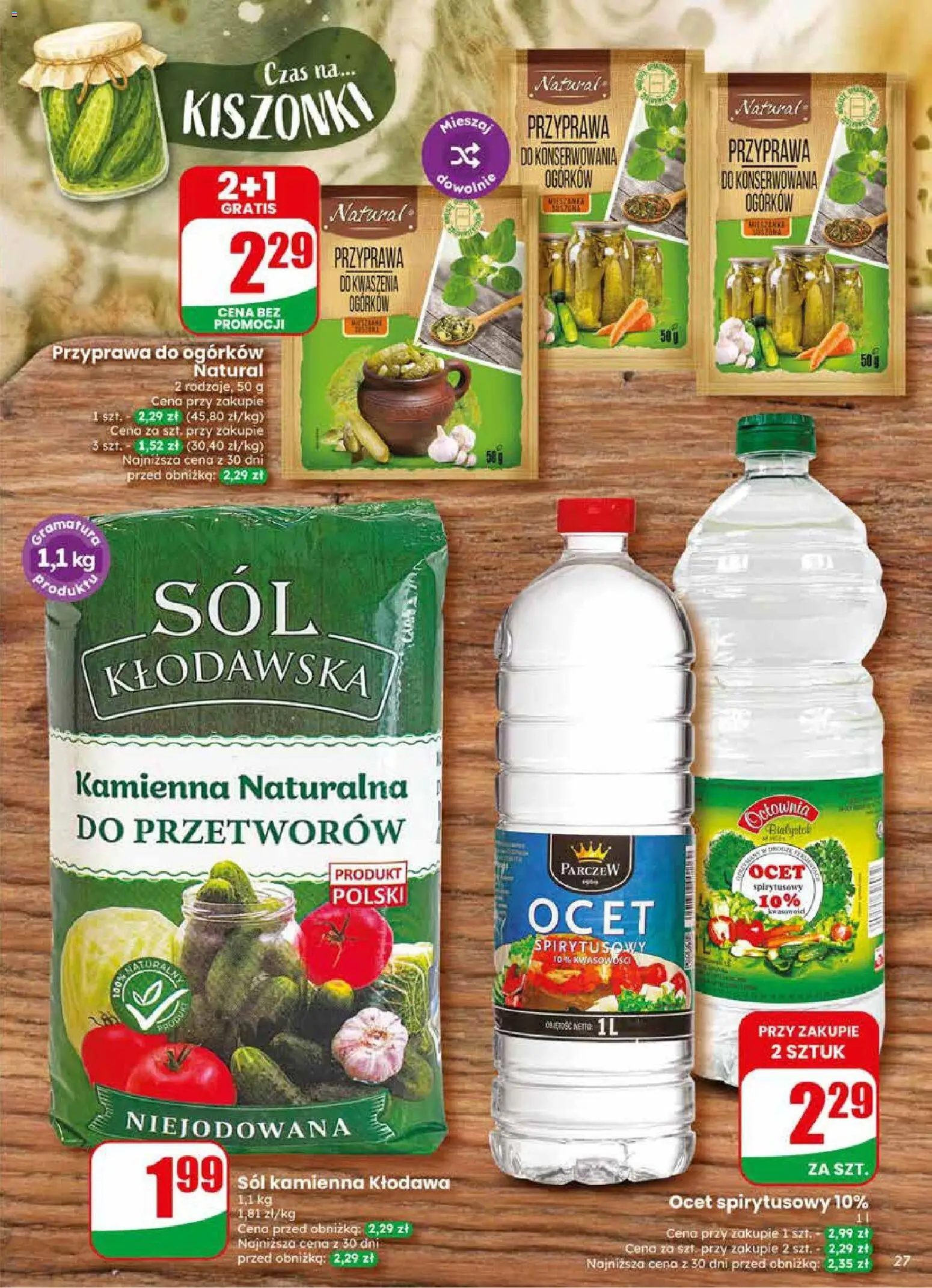 Dino gazetka od 10.06.2026 | Strona: 27 | Produkty: Ocet spirytusowy, Ocet, Sól kłodawska, Sól