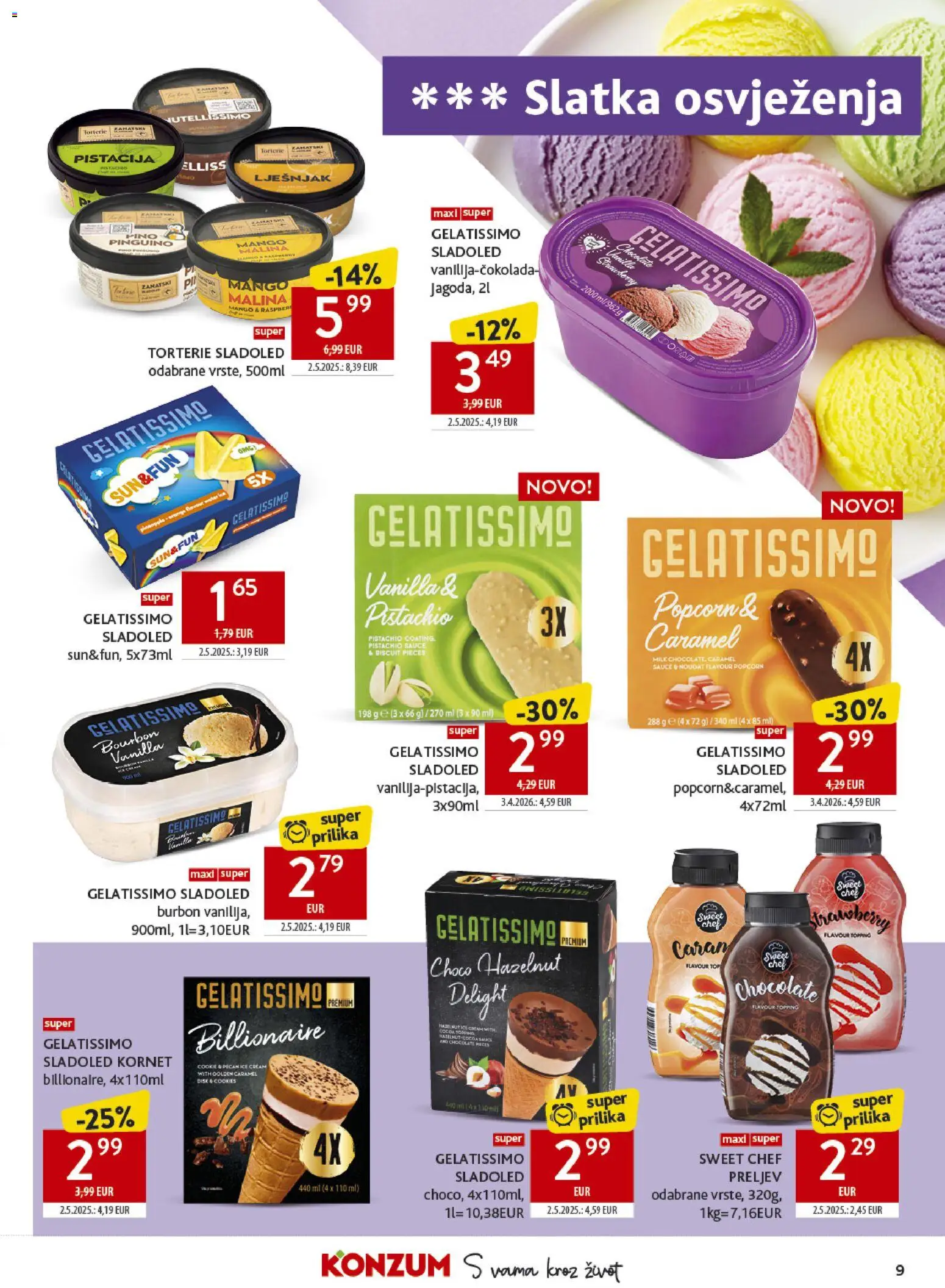 Konzum HR akciós ujság - amely érvényes a következő dátumtól: 2026.07.01. | Oldal: 9 | Termékek: Bourbon, Popcorn, Mangó