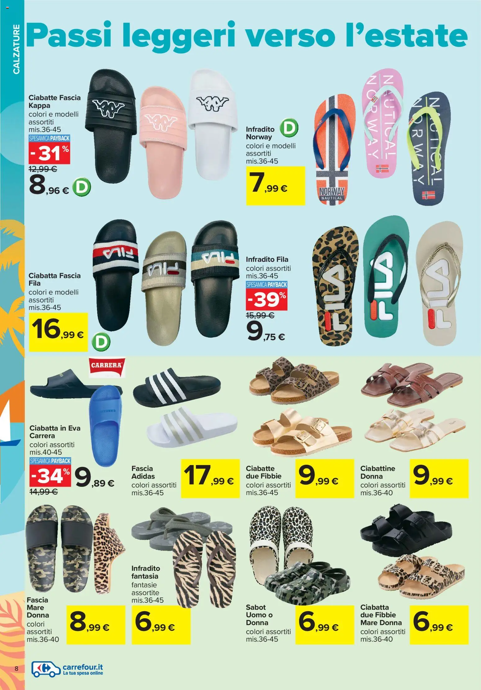 Volantino Carrefour del 01.06.2026 | Pagina: 8 | Prodotti: Ciabatte, Sabot, Infradito