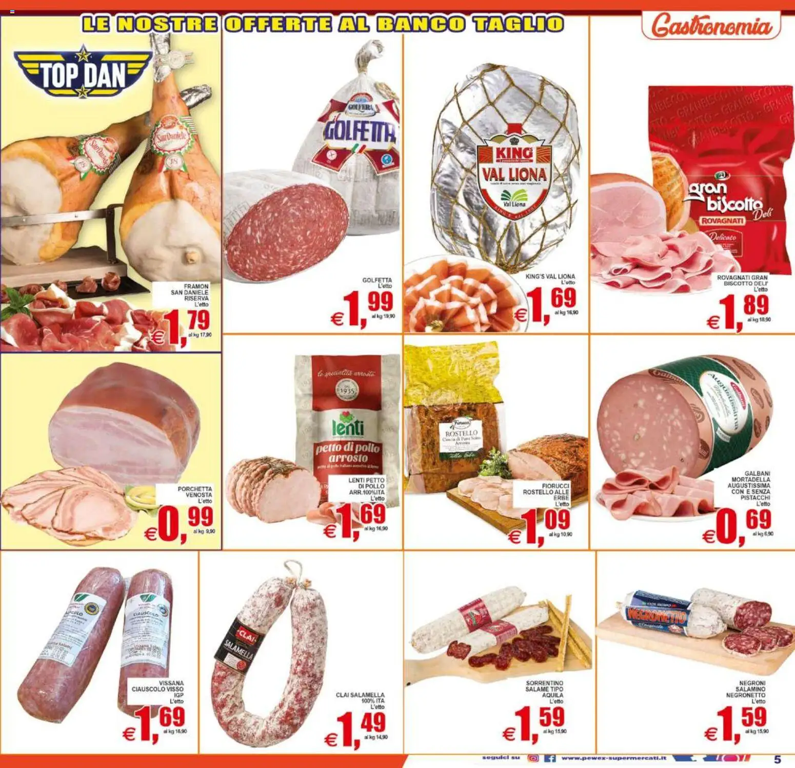 Volantino Pewex del 22/07/2026 | Pagina: 5 | Prodotti: Petto di Pollo, Arrosto, Salame, Mortadella