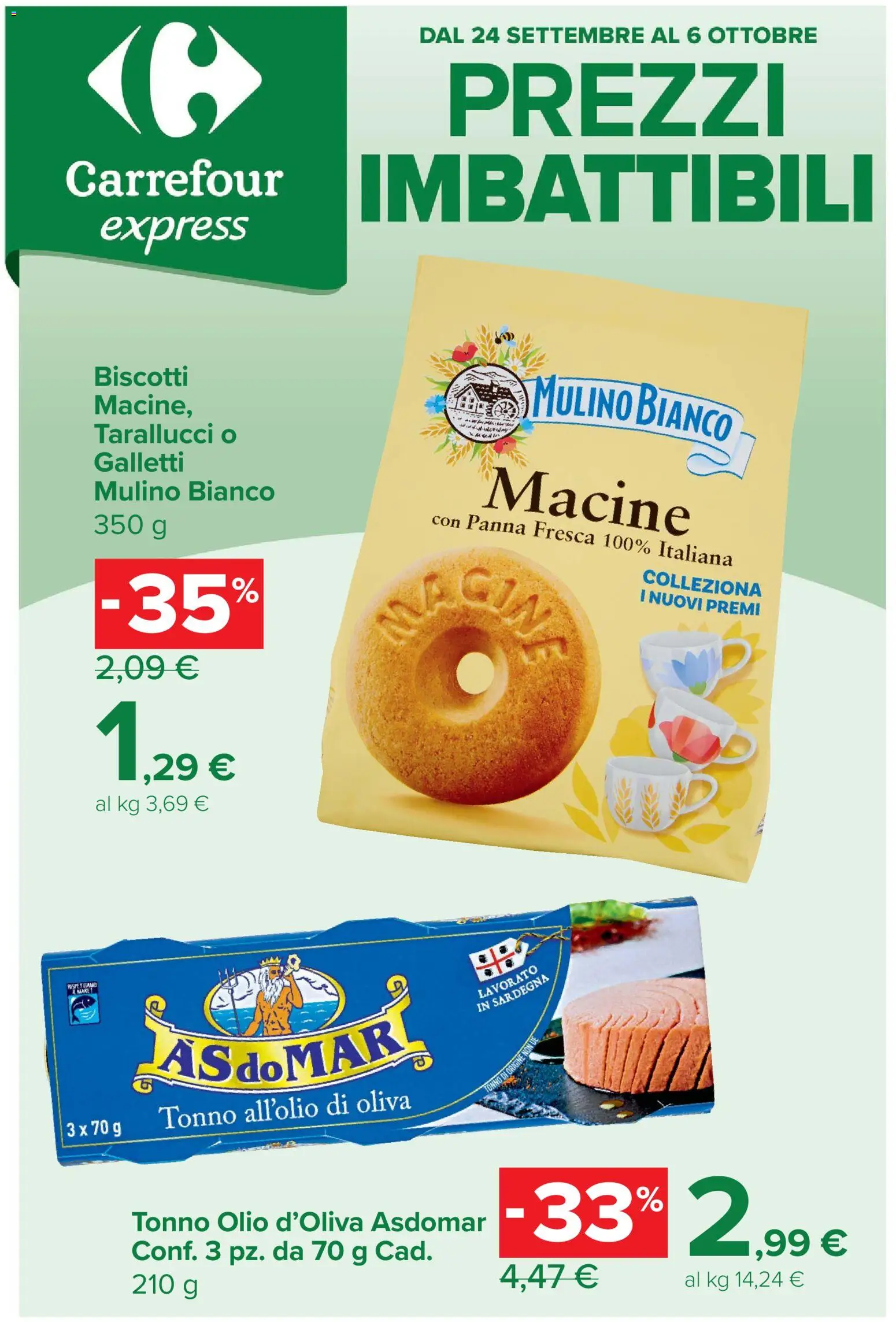Volantino Carrefour del 24/09/2026 | Pagina: 1 | Prodotti: Panna, Olio, Tonno, Olio d'oliva