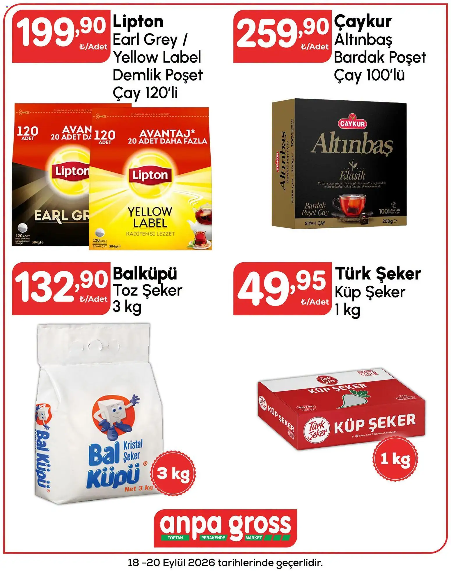 Anpa Gross - Hafta sonu fırsatları - 18 Eylül 2026 tarihinden itibaren geçerlidir | Sayfa: 12 | Ürünler: Bardak poşet çay, Bardak, Toz şeker, Küp şeker