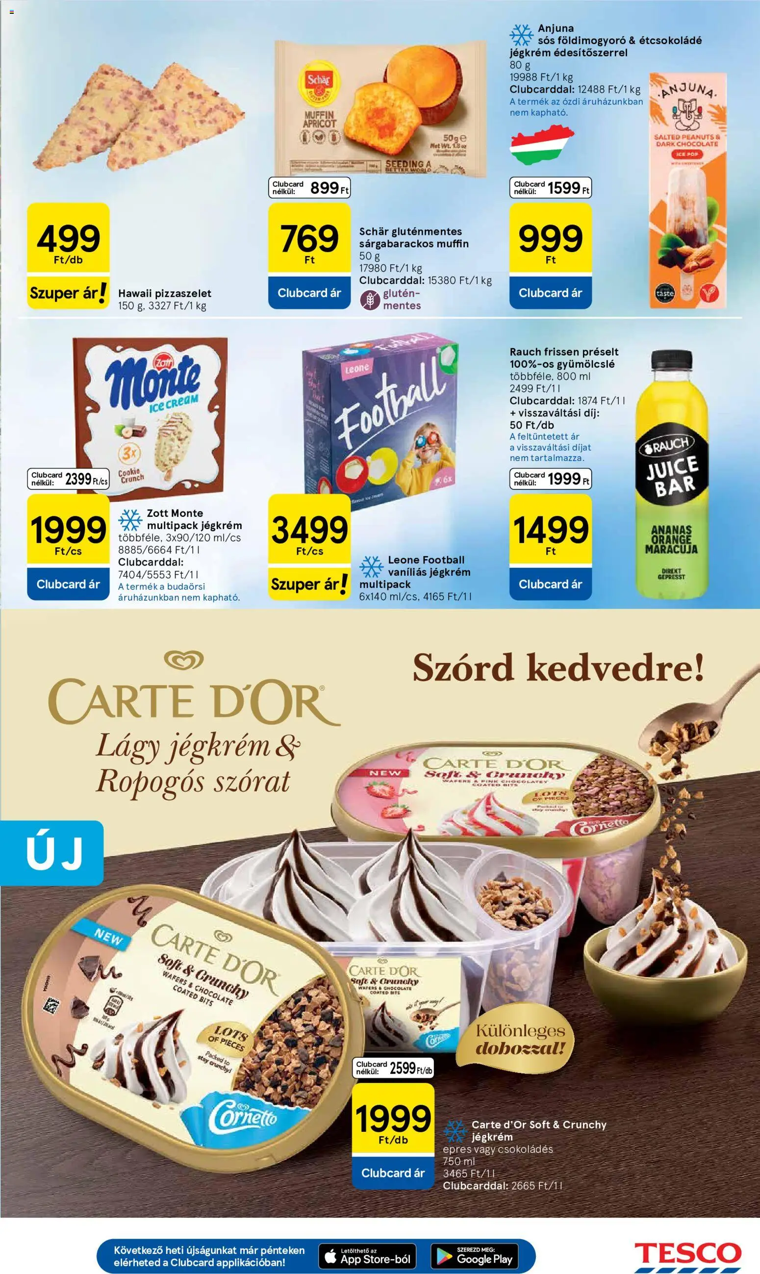 Tesco akciós ujság - amely érvényes a következő dátumtól: 04.06.2026 | Oldal: 17 | Termékek: Étcsokoládé, Gluténmentes, Földimogyoró, Jégkrém