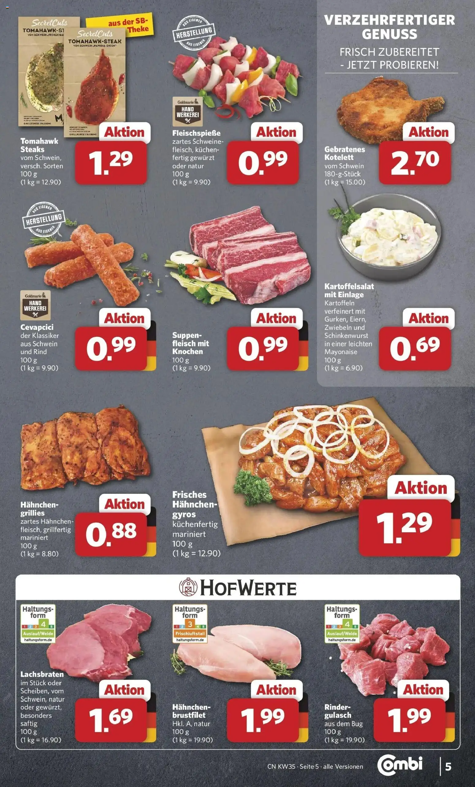 Combi Prospekt Borchen (ab 24.08.2026) zum Blättern | Seite: 5 | Produkte: Hahnchen, Cevapcici, Paprika, Kuchen
