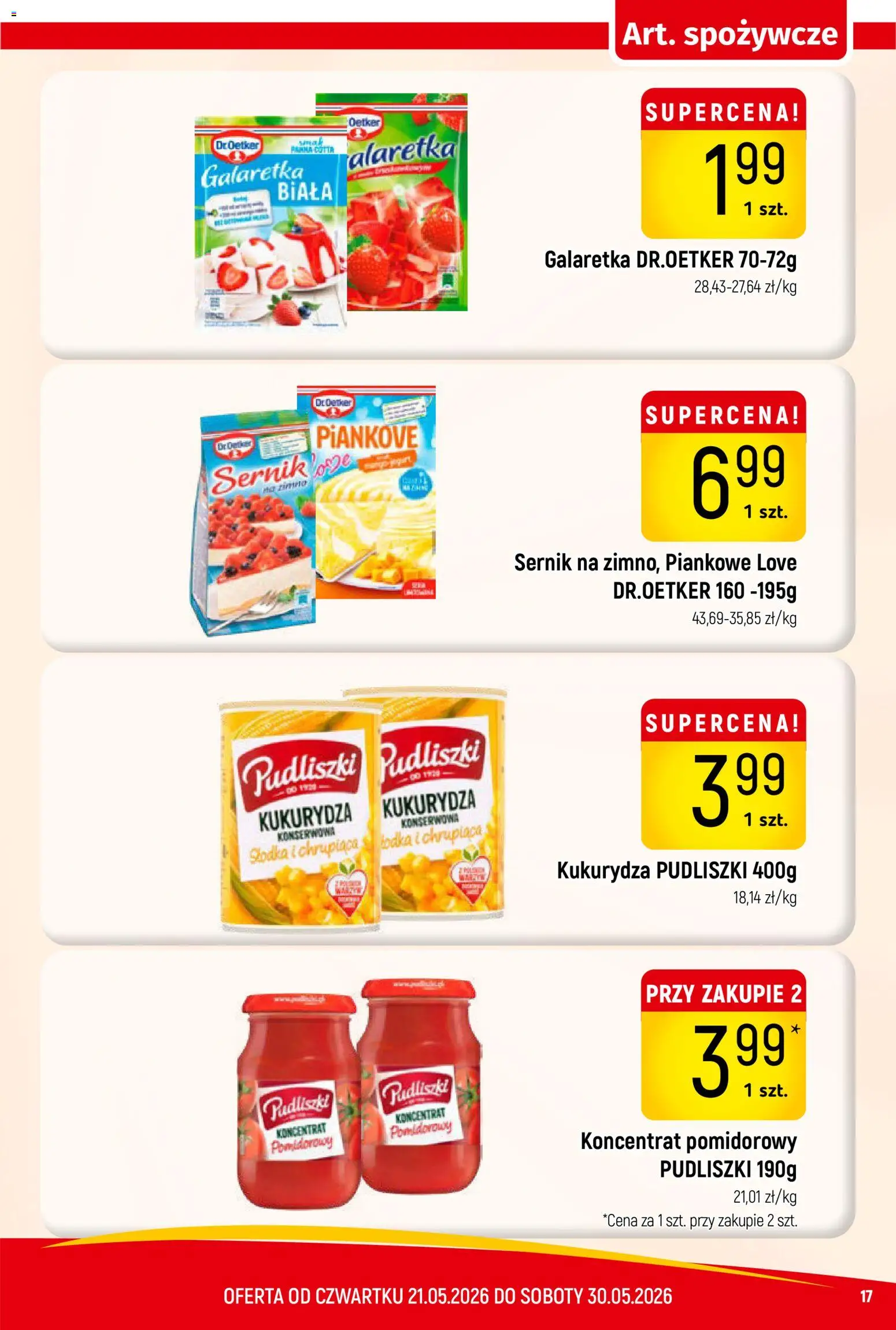 Piotruś Pan gazetka od 21.05.2026 | Strona: 17 | Produkty: Galaretka, Koncentrat pomidorowy, Kukurydza