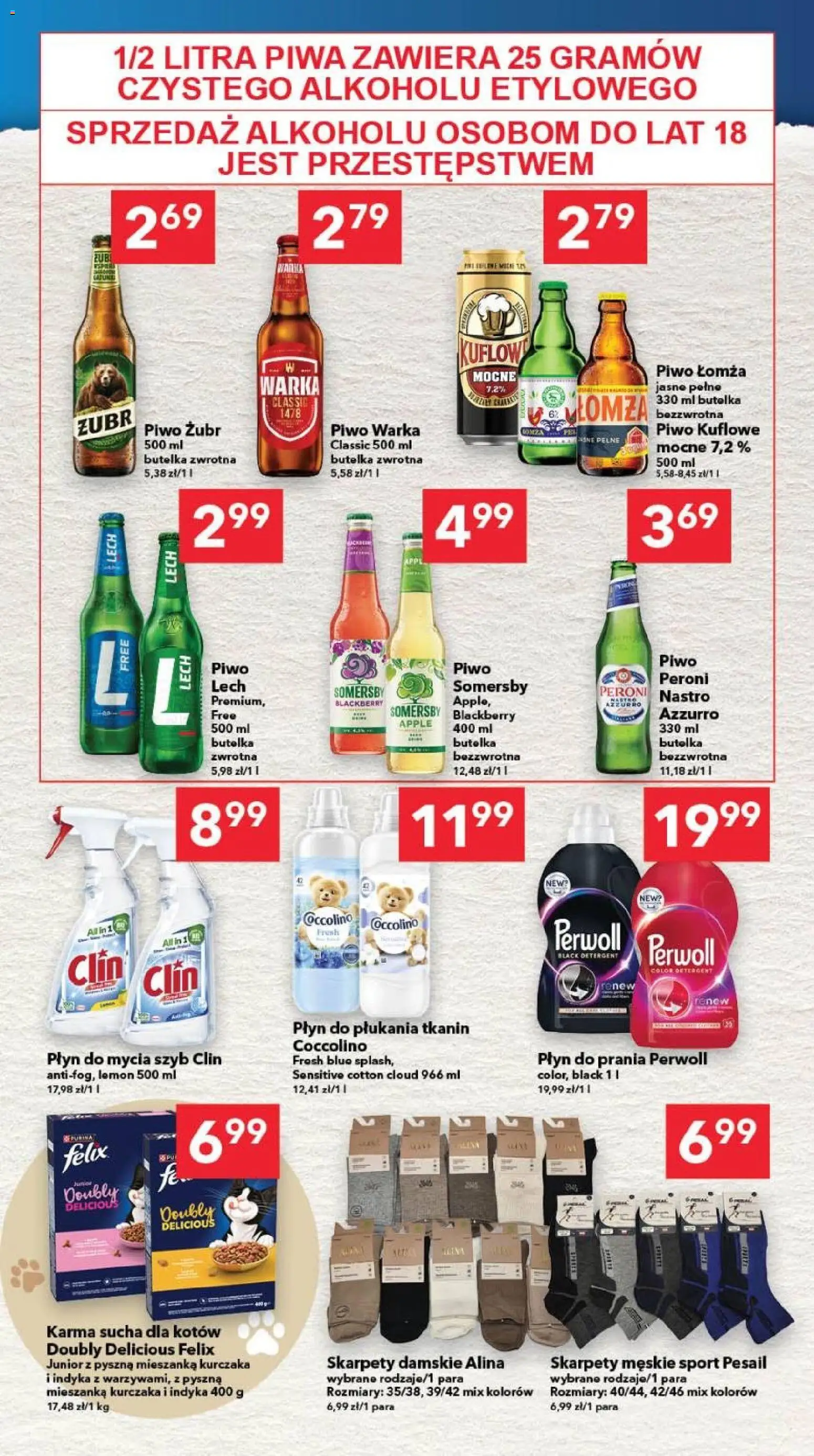 Lewiatan gazetka - Bydgoszcz od 10.09.2026 | Strona: 7 | Produkty: Skarpety, Płyn do płukania, Lech, Płyn do mycia szyb
