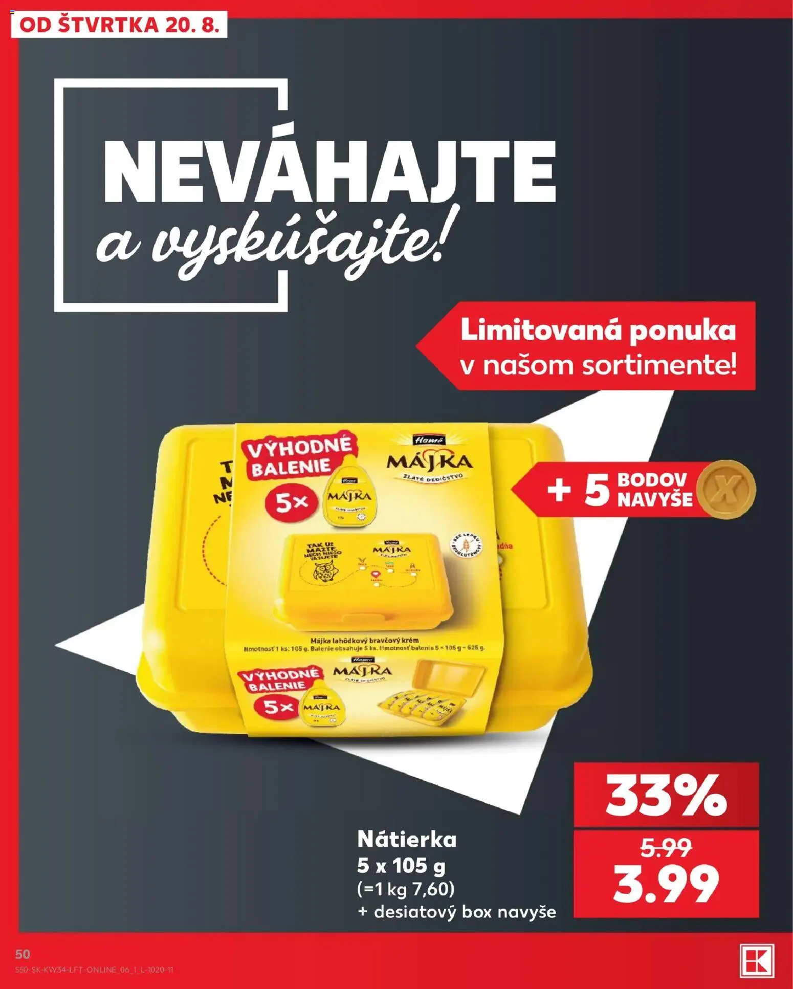 Kaufland SK akciós ujság - amely érvényes a következő dátumtól: 2026.08.20. | Oldal: 50