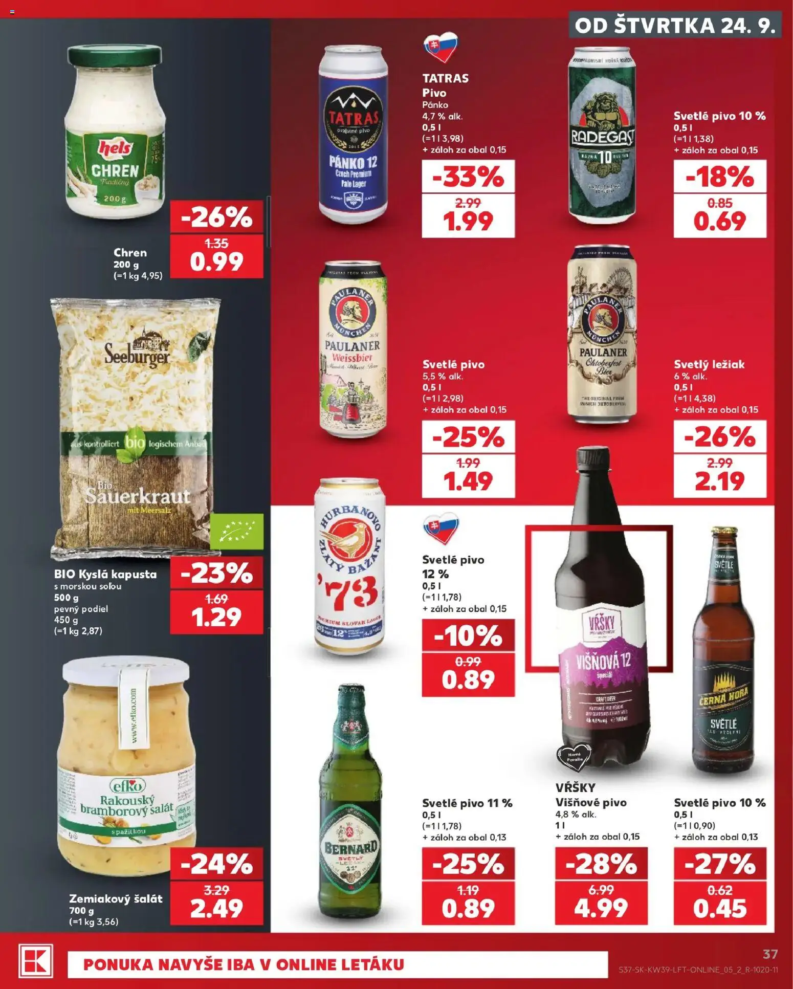 Nové Kaufland akcie – leták je platný od 24.09.2026 | Strana: 37 | Produkty: Kapusta, Chren, Šalát, Zemiakový šalát