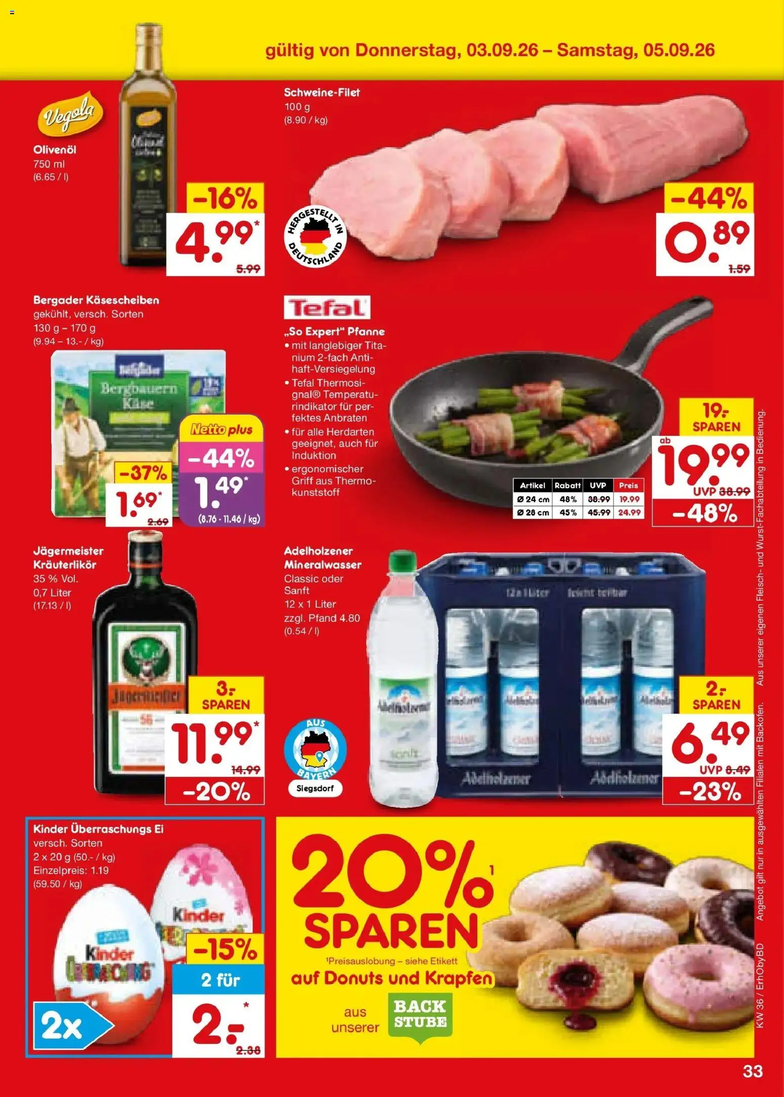 Netto Marken-Discount Prospekt Ergolding – gültig ab 31.08.2026 | Seite: 45 | Produkte: Krapfen, Schweinefilet, Jägermeister, Fleisch
