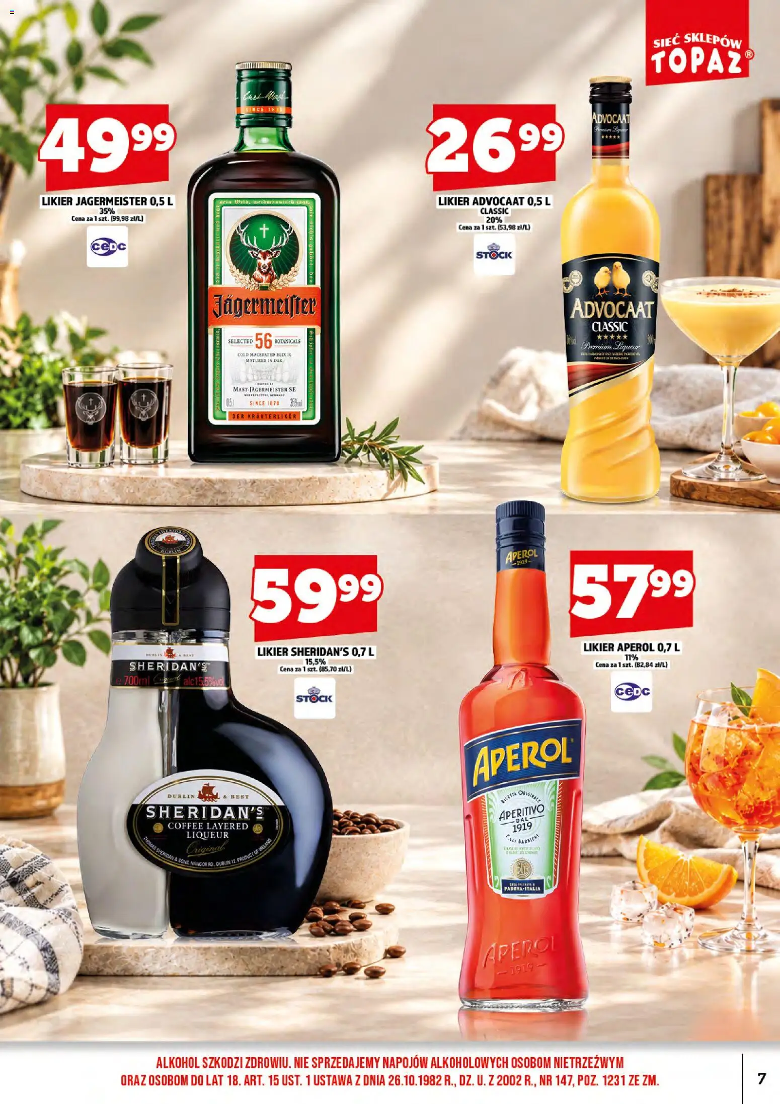 Topaz gazetka alkoholowa od 01.11.2026 | Strona: 9 | Produkty: Sheridan's, Likier Jägermeister, Likier Sheridan's, Jagermeister