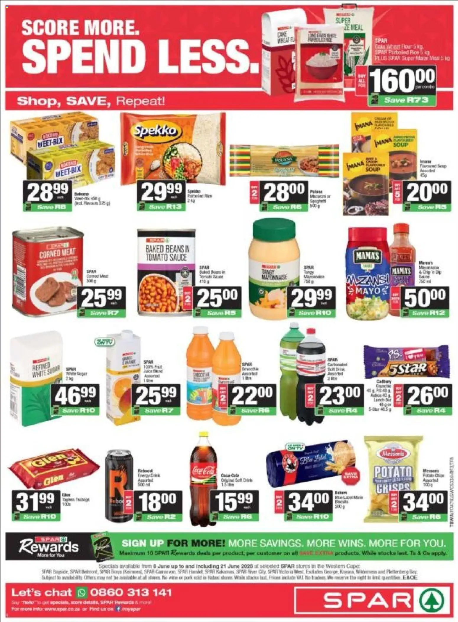 New Spar catalogue – valid from 08.06.2026 | Page: 4 | Products: Corned meat, Flour, Tomato sauce, Mayonnaise