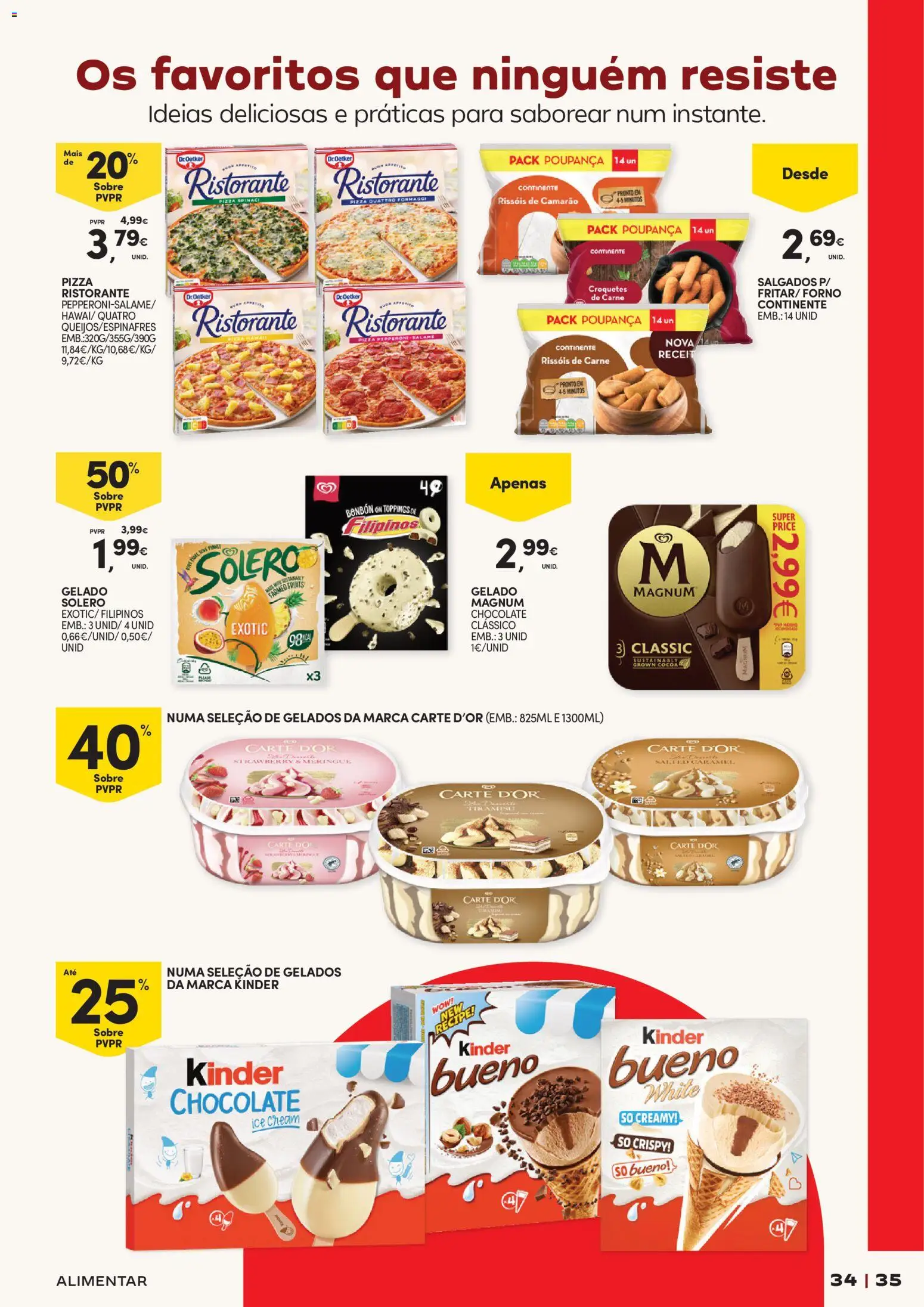 Continente - Férias de Verão  Abre espaço para a distração │ válido de 23/06/2026 | Página: 35 | Produtos: Filipinos, Chocolate, Pizza, Carne