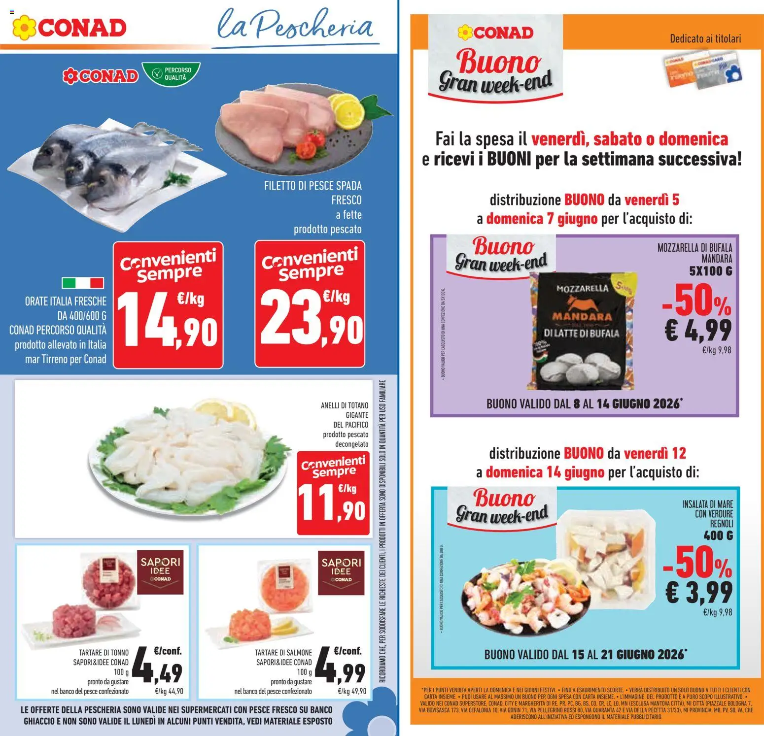 Volantino Conad del 04.06.2026 | Pagina: 17 | Prodotti: Salmone, Tonno, Totano, Pesce spada