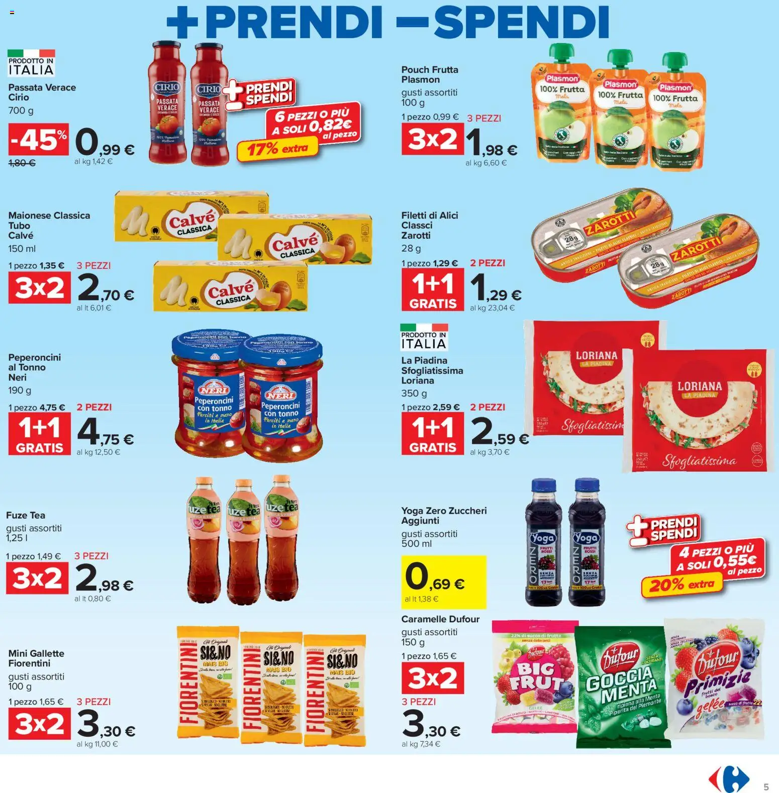 Volantino Carrefour del 13/07/2026 | Pagina: 5 | Prodotti: Frutta, Gallette, Piadina, Mais