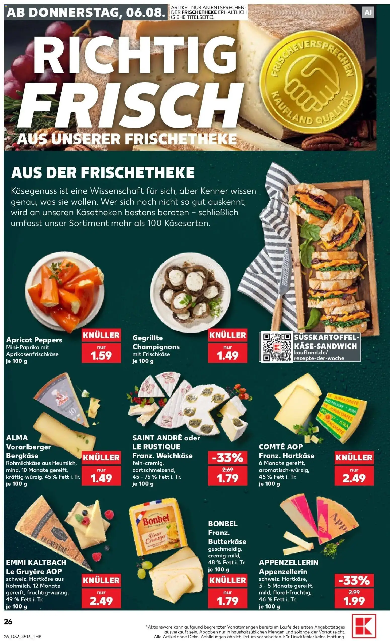 Prospekt Kaufland ab 06.08.2026 » Angebote Online zum Blättern | Seite: 26 | Produkte: Champignons, Frischkase