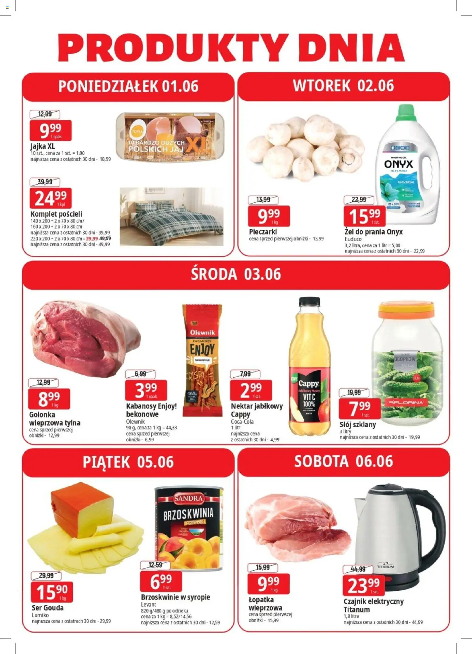 E.Leclerc gazetka - Elbląg od 01.06.2026 | Strona: 4 | Produkty: Pieczarki, Ser, Brzoskwinie, Ser gouda