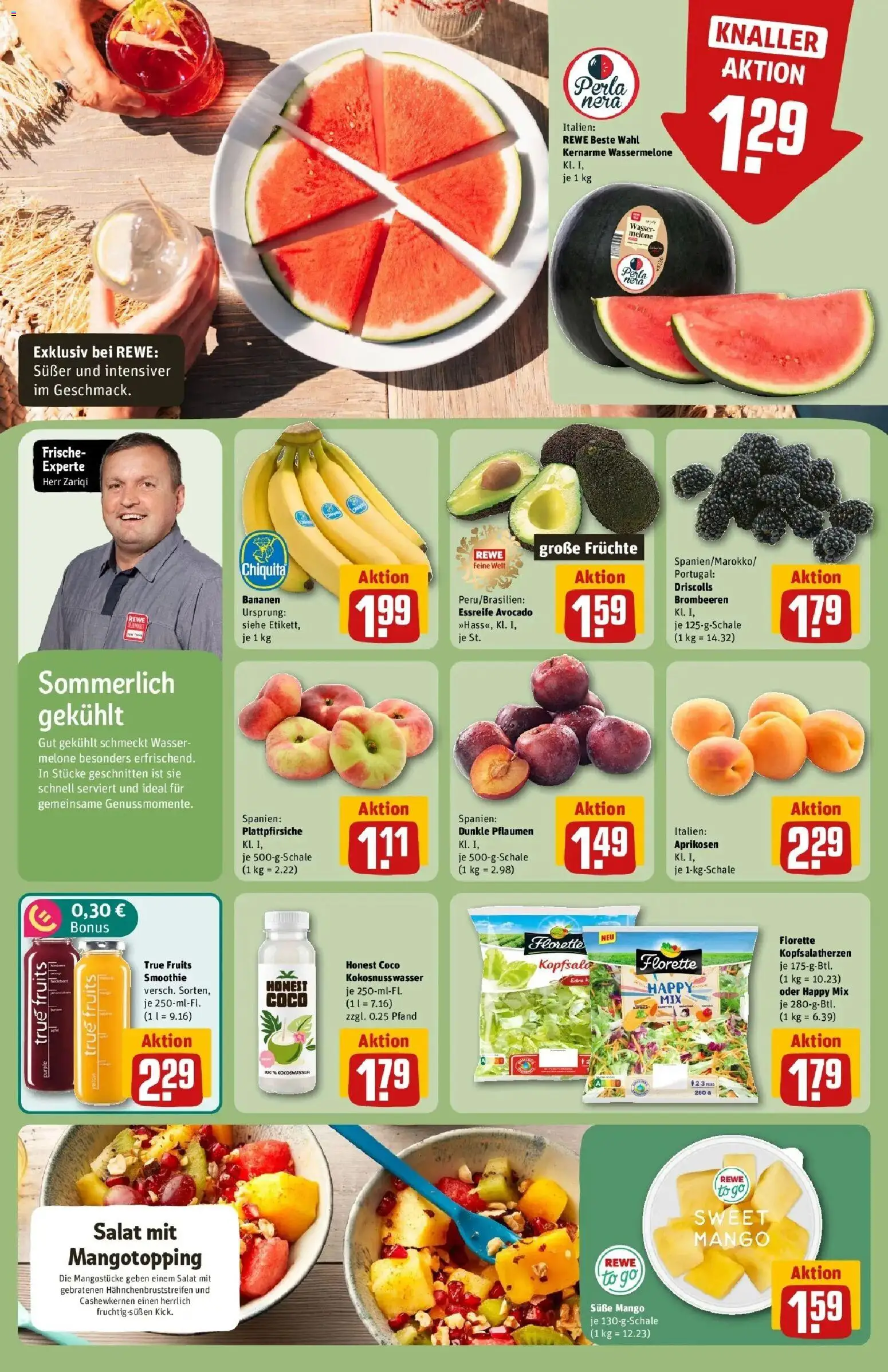Rewe Prospekt Berlin / Gesundbrunnen – gültig ab 06.07.2026 | Seite: 6 | Produkte: Bananen, Mango, Melone, Salat