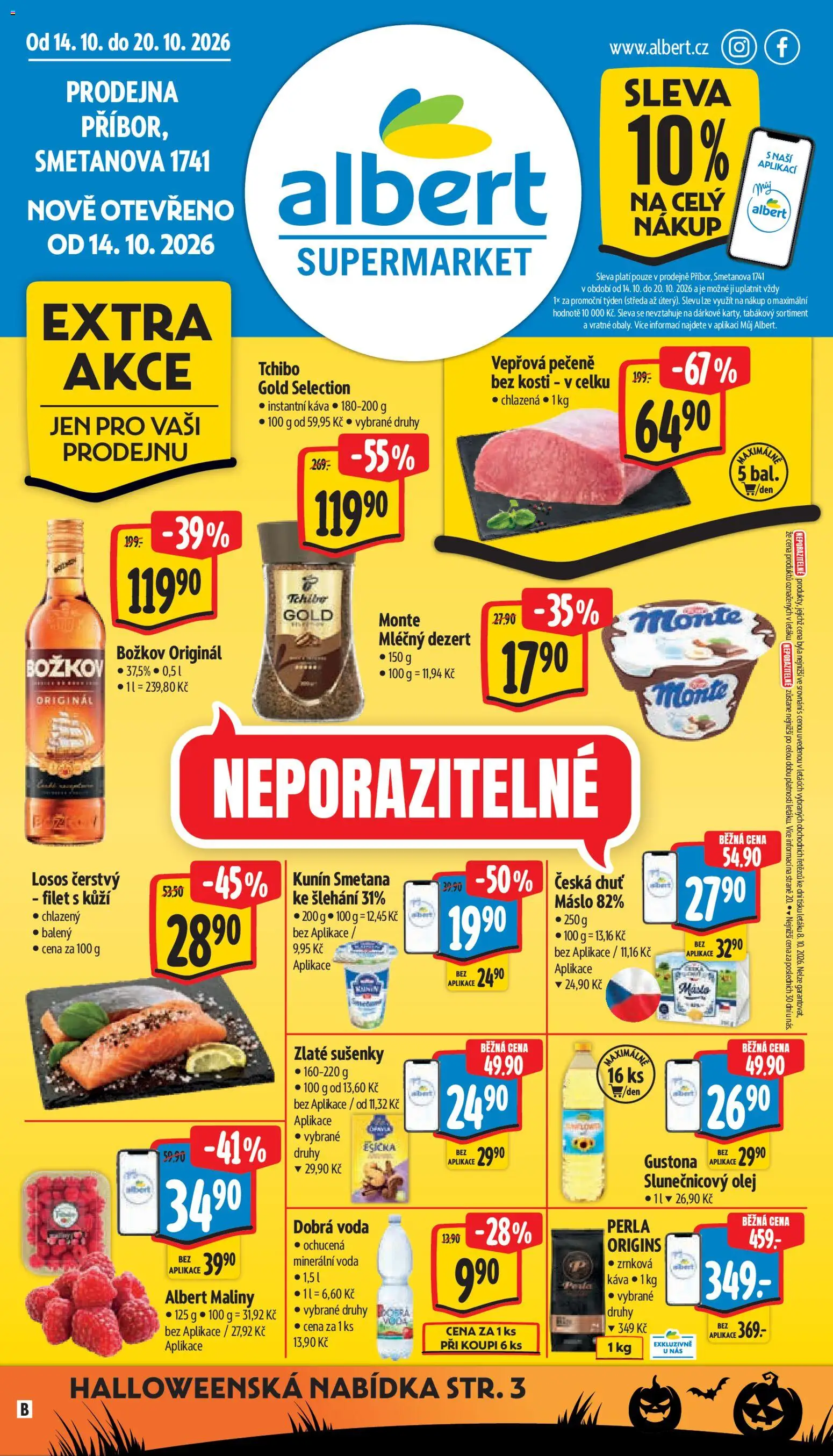 Albert leták - Supermarket Příbor od 14.10.2026 | Strana: 1 | Produkty: Smetana, Filet, Esíčka, Sušenky