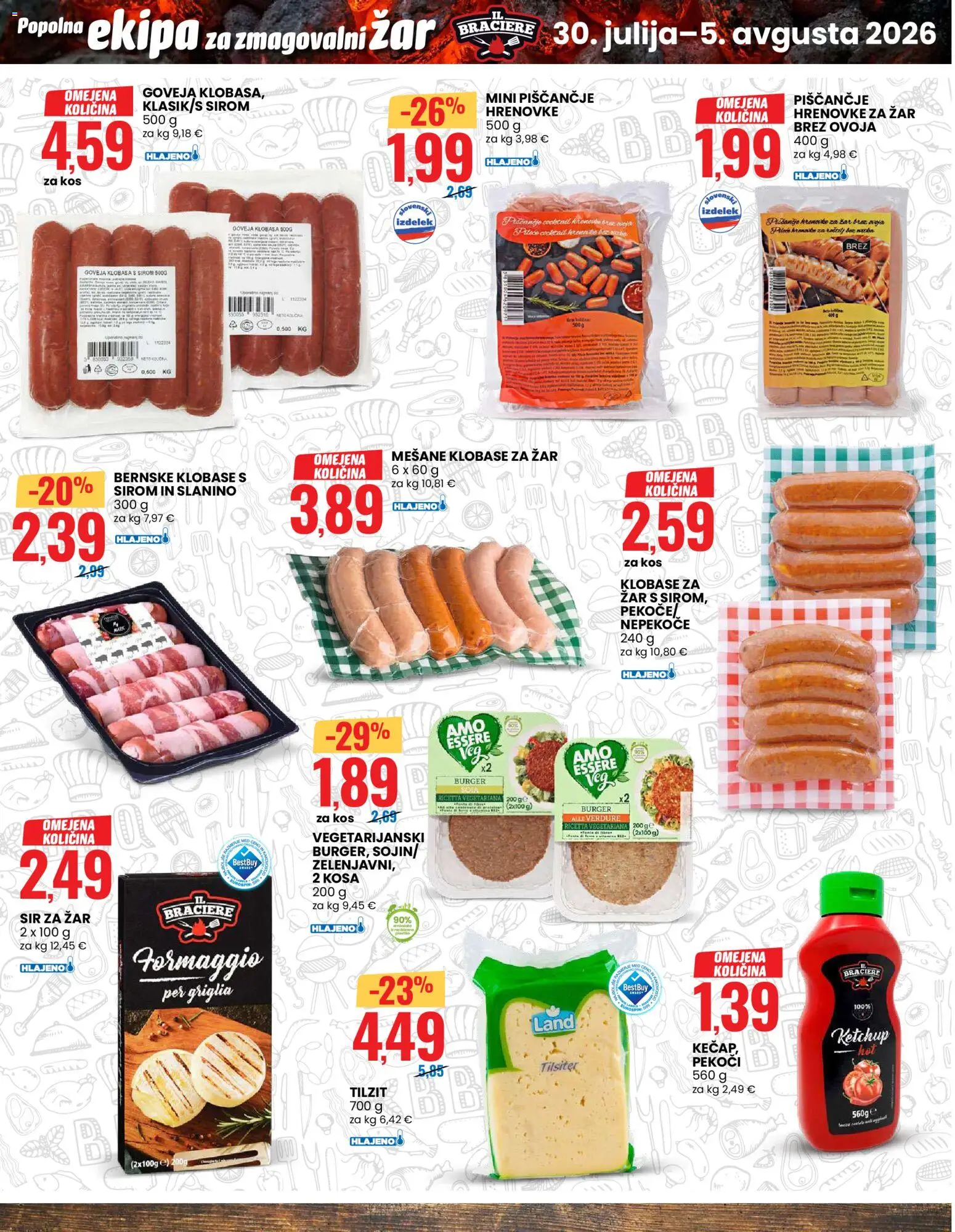Novi Eurospin katalog ponudbe – veljaven od 30.07.2026 | Stran: 4 | Izdelki: Hrenovke, Kos, Sir, Klobase