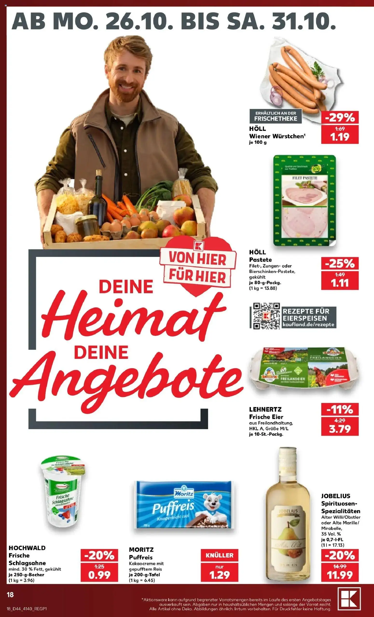 Prospekt Kaufland ab 26.10.2026 » Angebote Online zum Blättern | Seite: 22 | Produkte: Schlagsahne, Eier, Spezialitäten, Reis