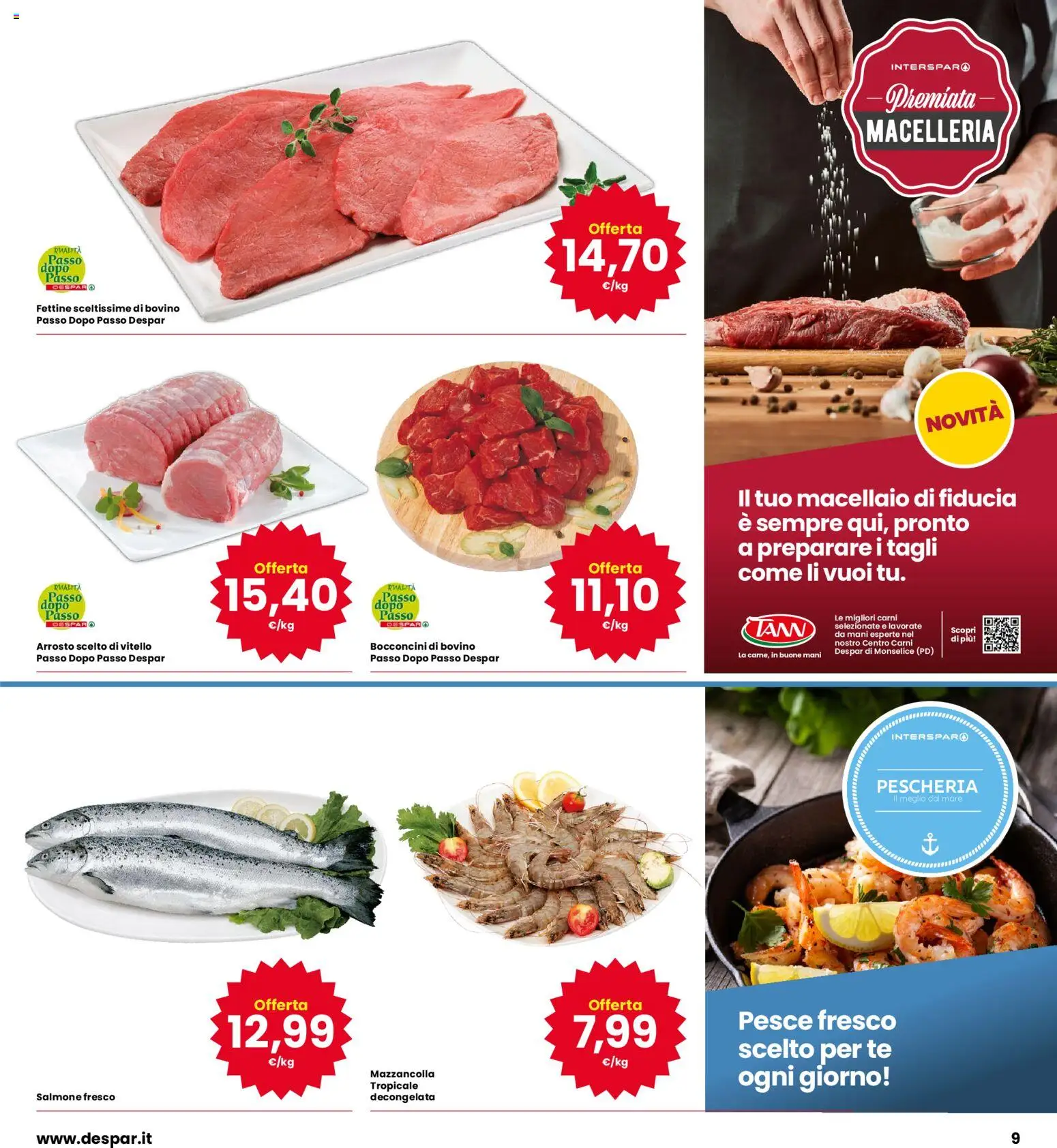 Volantino Eurospar del 22/10/2026 | Pagina: 9 | Prodotti: Arrosto, Salmone, Salmone fresco, Vitello