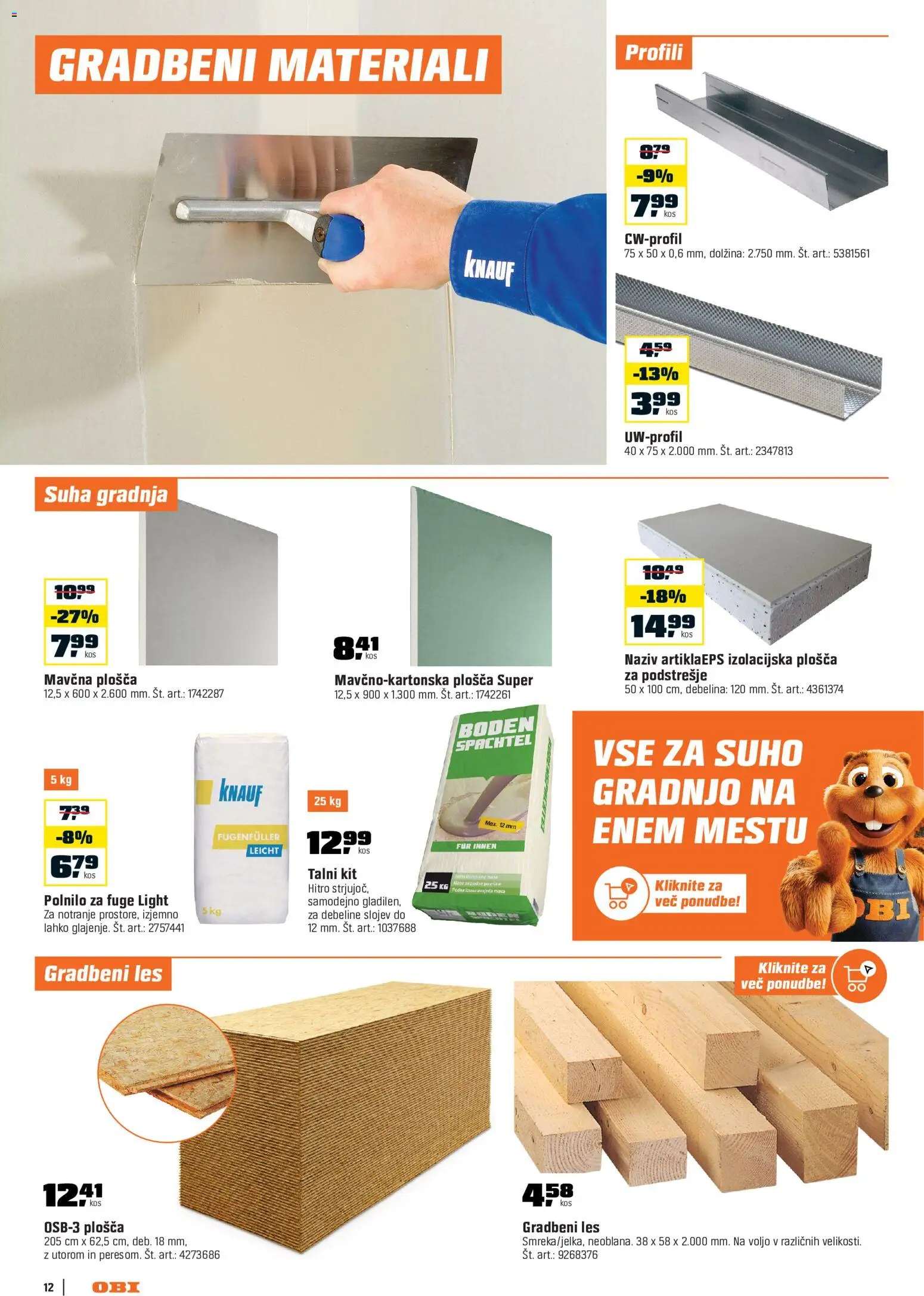 Novi OBI katalog ponudbe – veljaven od 02.10.2026 | Stran: 12 | Izdelki: Kos