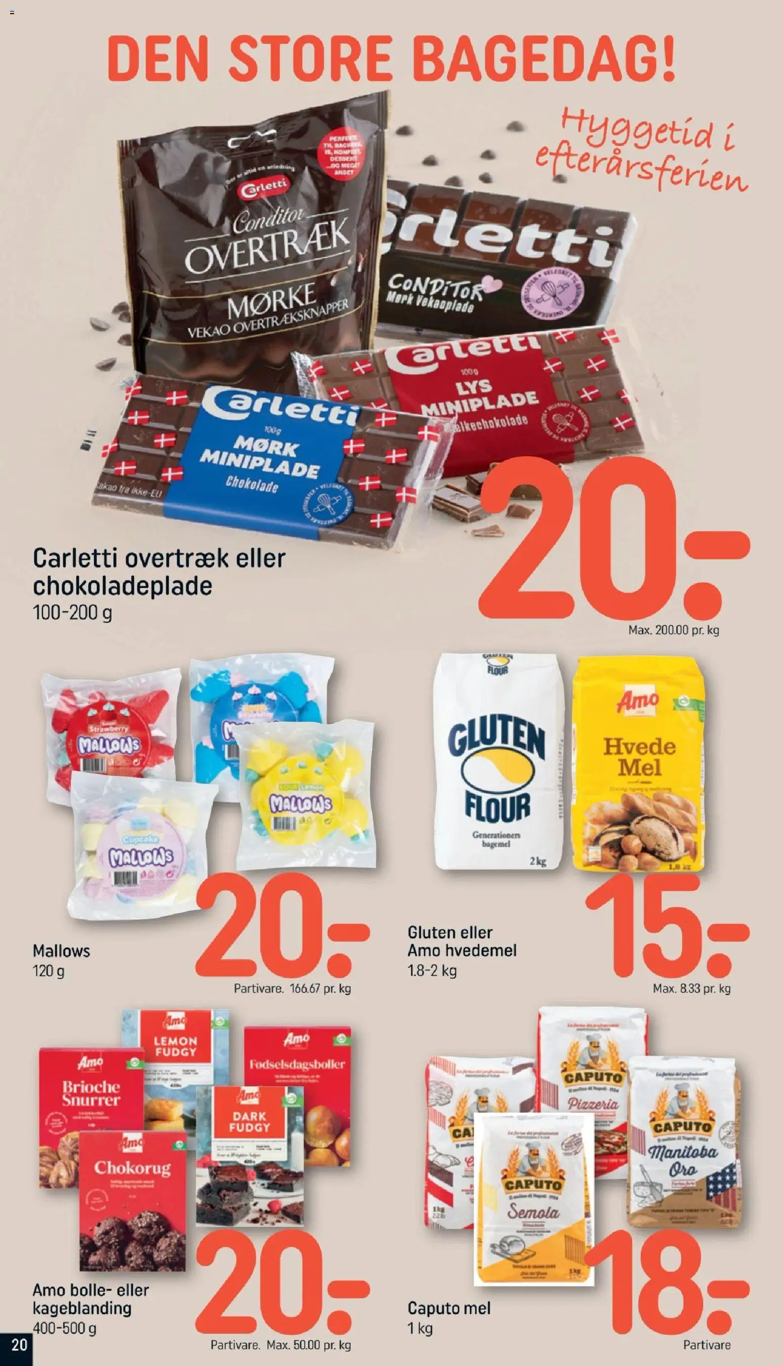 Rema 1000 tilbudsavis – gyldig fra 11/10/2026 | Side: 20 | Produkter: Chokolade, Hvedemel, Mel, Brioche