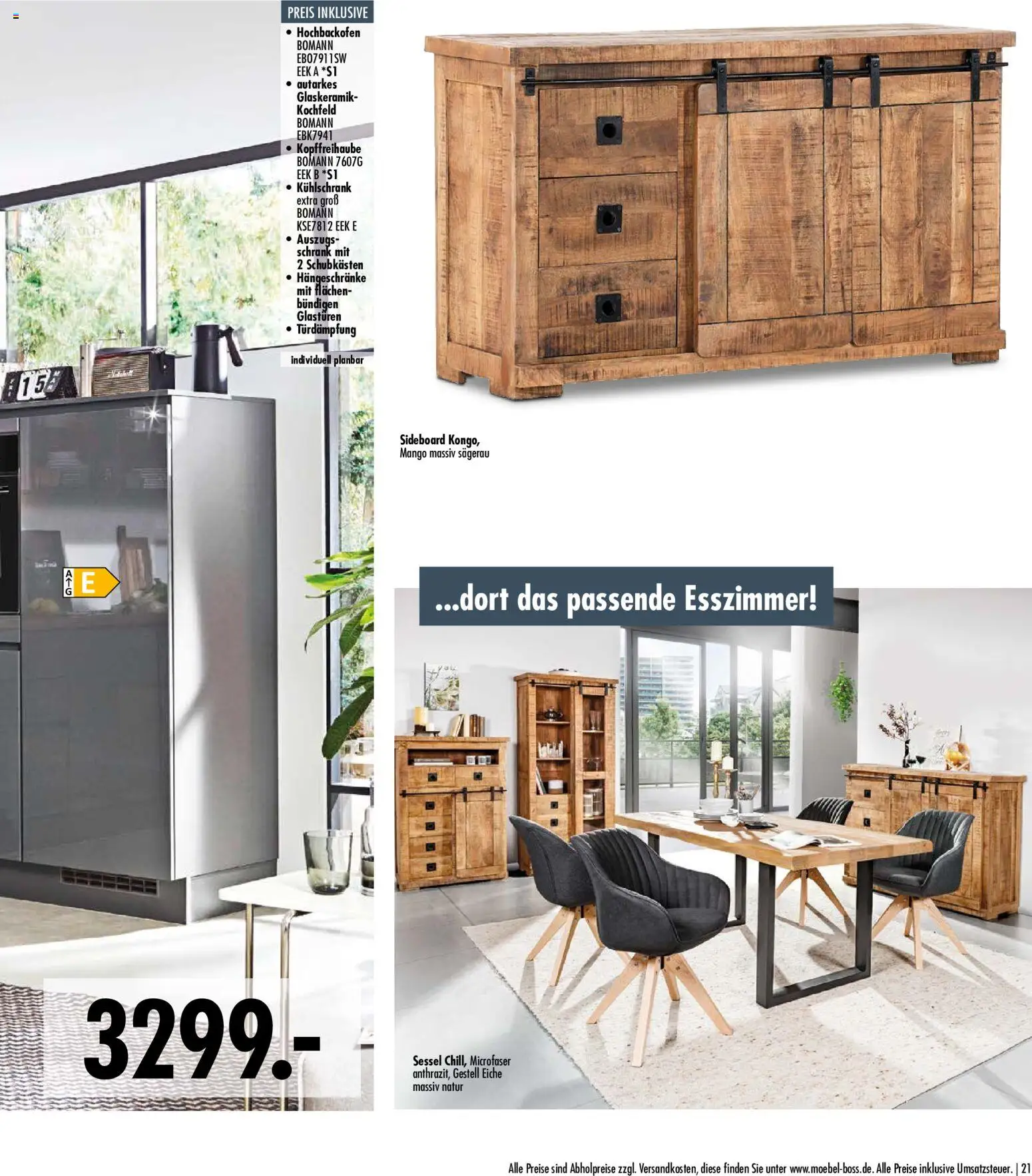 SB Möbel Boss Küchenkatalog 2026 – gültig ab 09.04.2026 | Seite: 21 | Produkte: Sideboard, Schrank, Kühlschrank, Mango