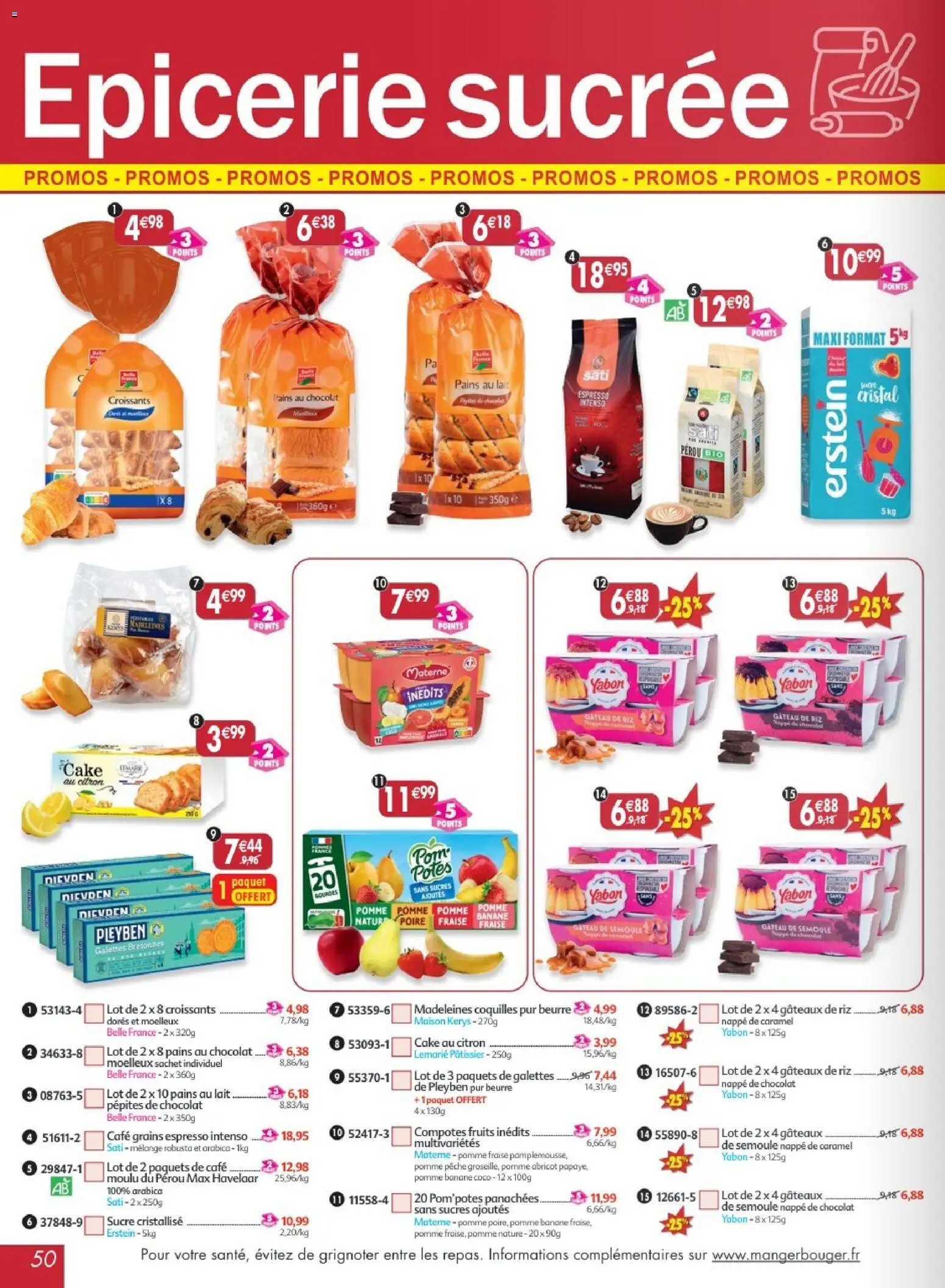 {H1} | Page: 50 | Produits: Citron, Poire, Semoule, Beurre