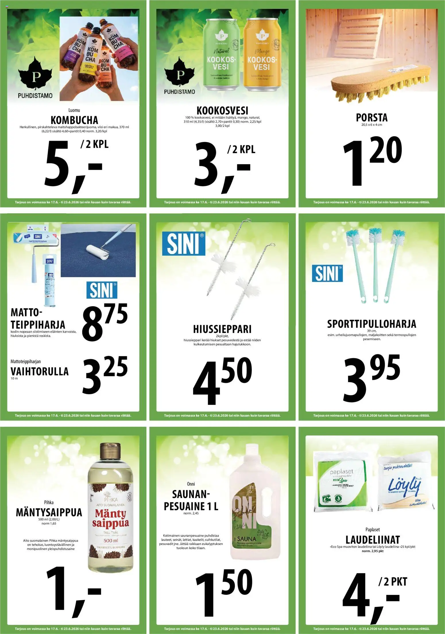 Tuuri tarjoukset – voimassa 17.06.2026 alkaen | Sivu: 23 | Tuotteet: Mango, Saippua, Pesuaine, Matto