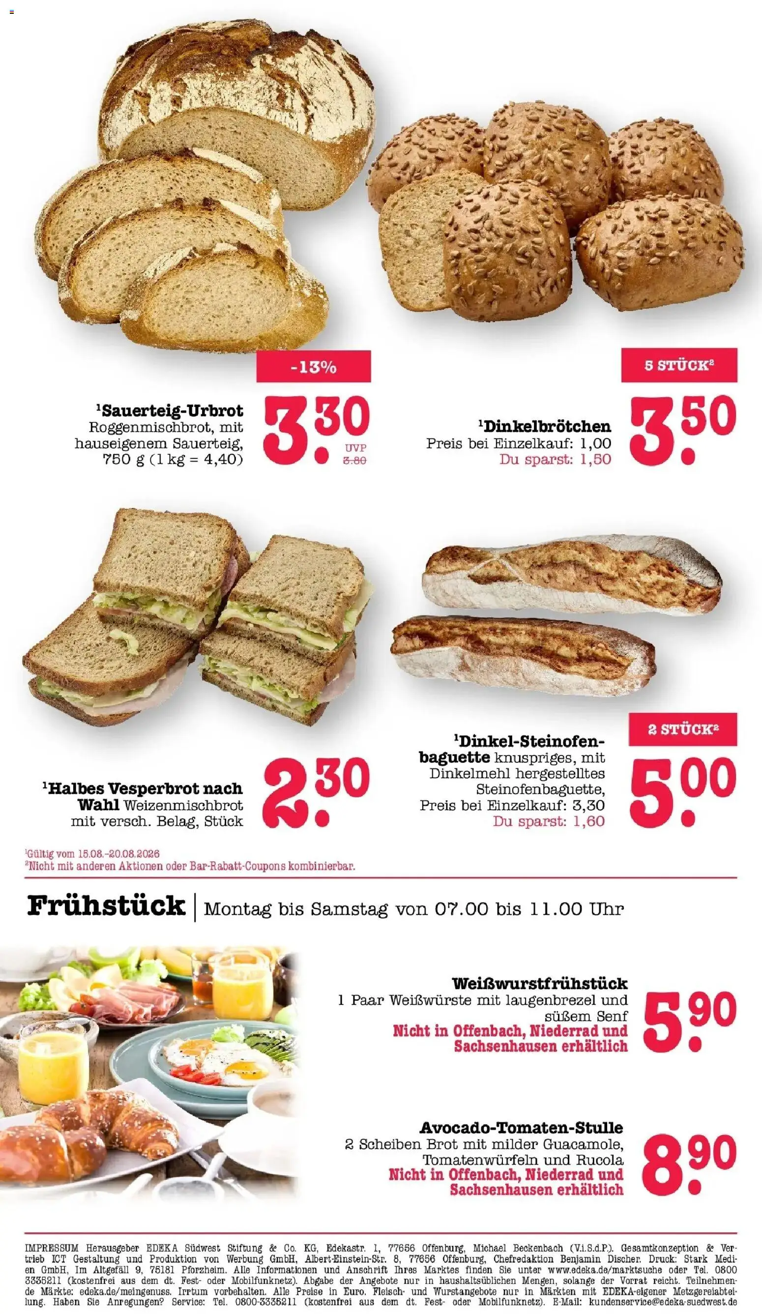 Edeka Prospekt Offenbach (ab 17.08.2026) » Angebote Online | Seite: 10 | Produkte: Baguette, Brot, Fleisch, Uhr