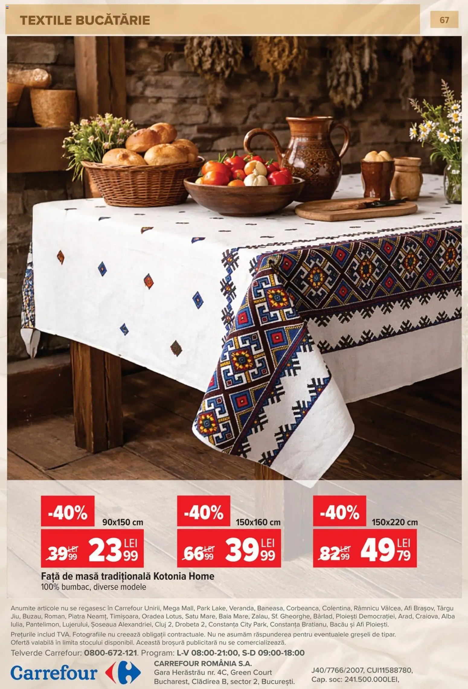 Noul catalog Carrefour – valabil de la 23.09.2026 | Pagină: 68 | Produse: Alba, Față de masă, Masă, Bucătărie