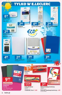 Pogląd oferty "E.Leclerc gazetka" - ważna od 28.07.2026 | Strona: 26 | Produkty: Karta, Kalkulator, Zeszyt