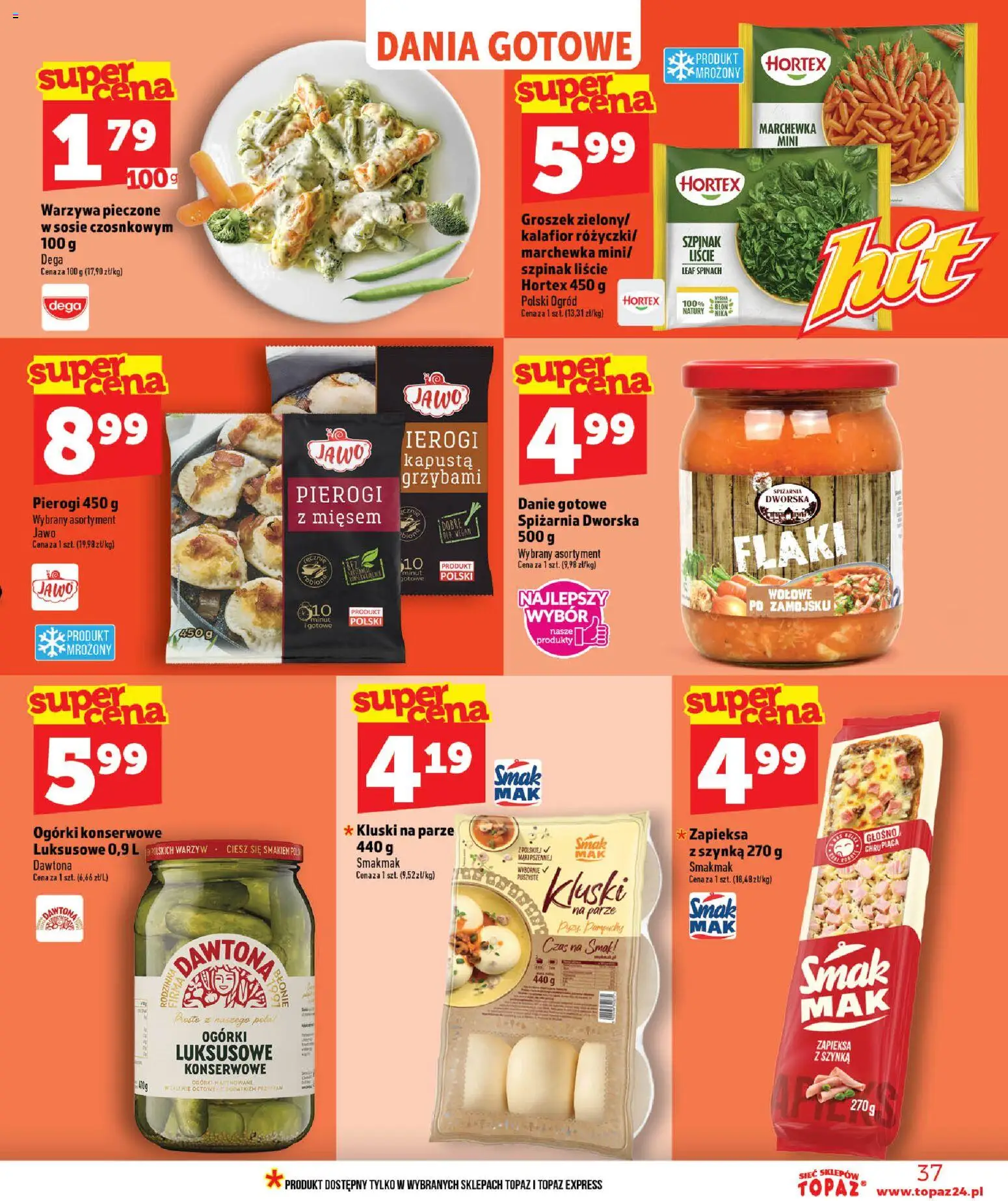 Topaz gazetka - MAZ od 25.06.2026 | Strona: 37 | Produkty: Groszek, Kluski na parze, Szynka, Szpinak