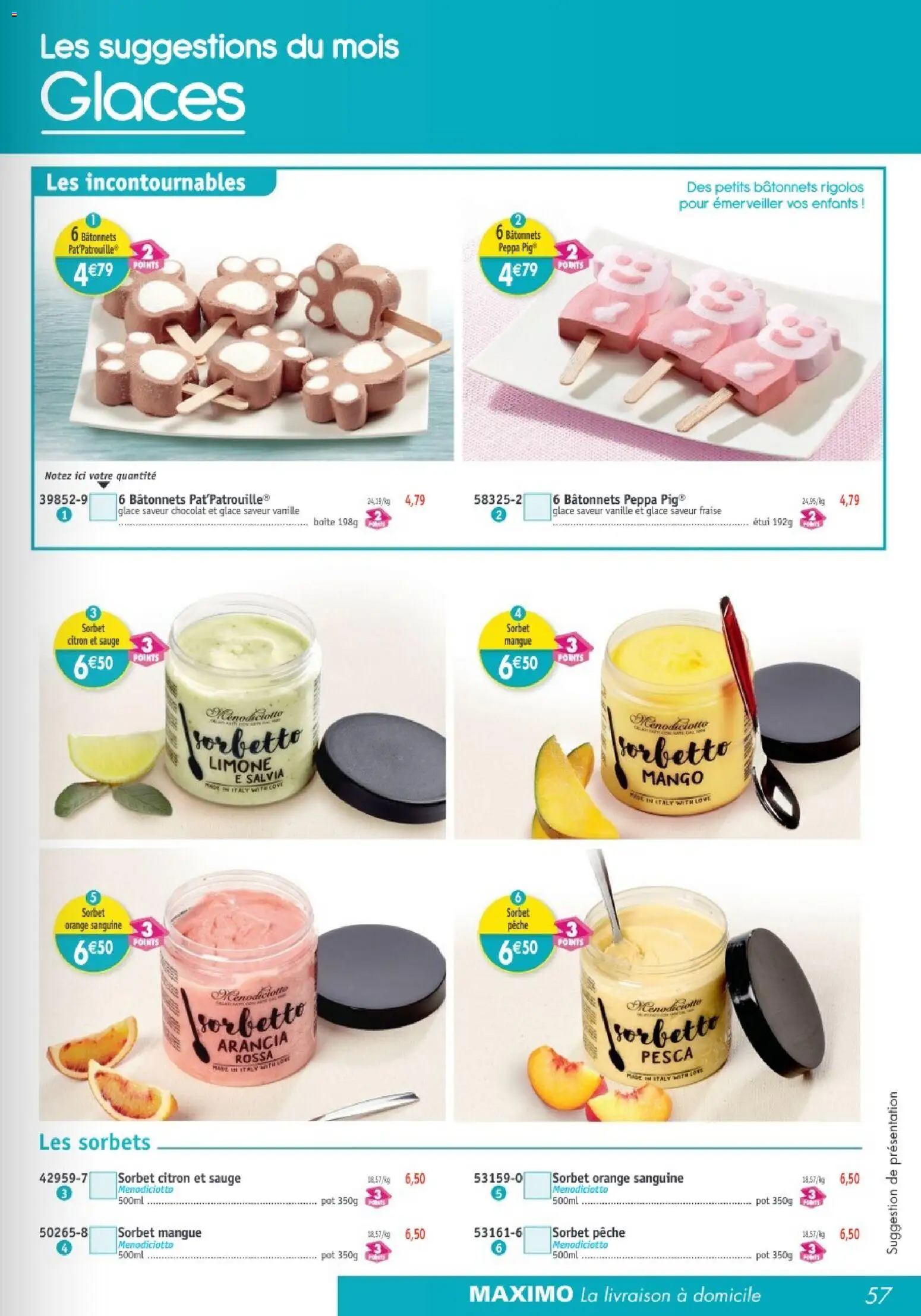 {H1} | Page: 57 | Produits: Citron, Fraise, Mangue, Orange
