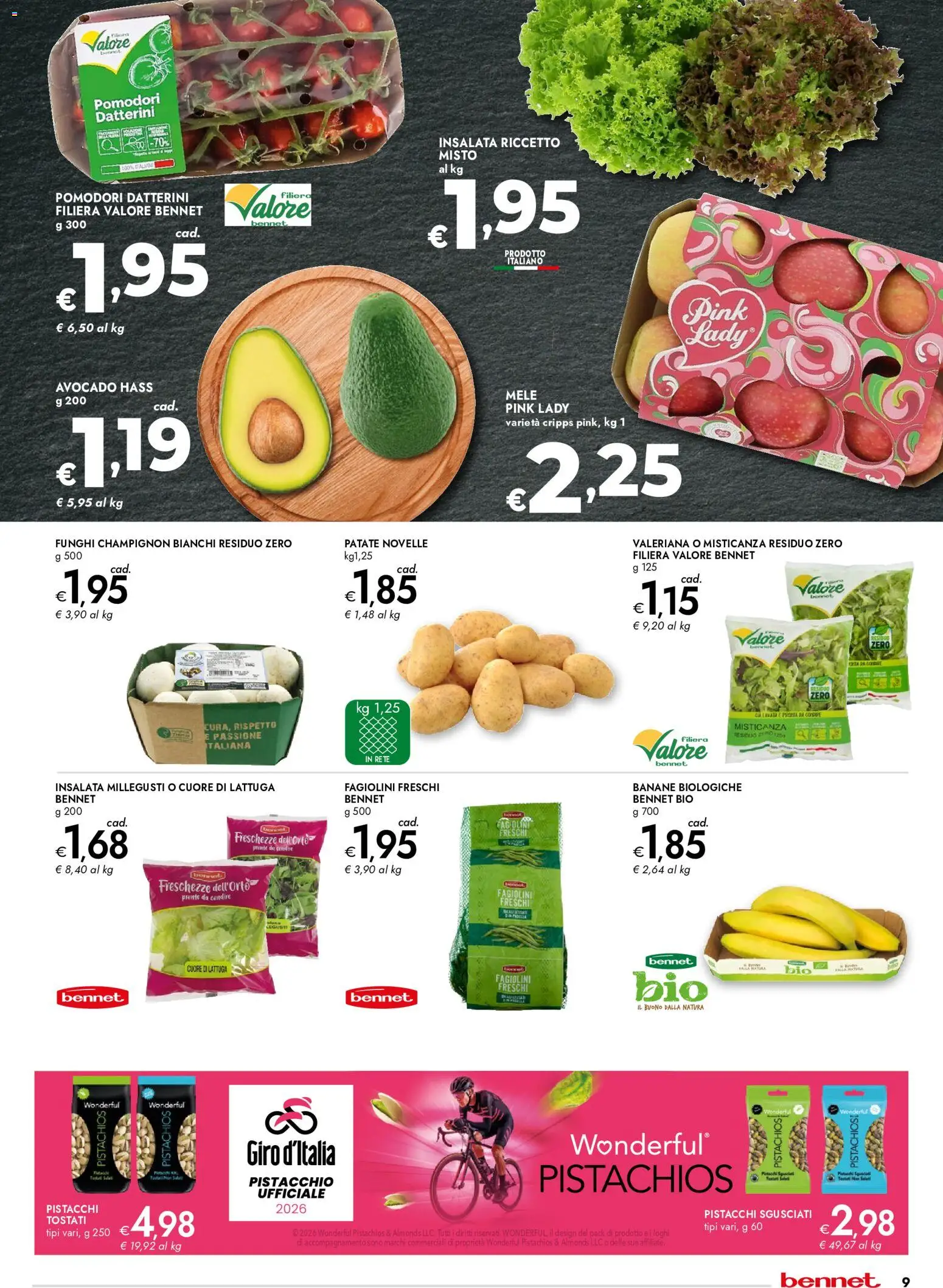 Volantino bennet del 07.05.2026 | Pagina: 9 | Prodotti: Valeriana, Mele, Banane, Avocado