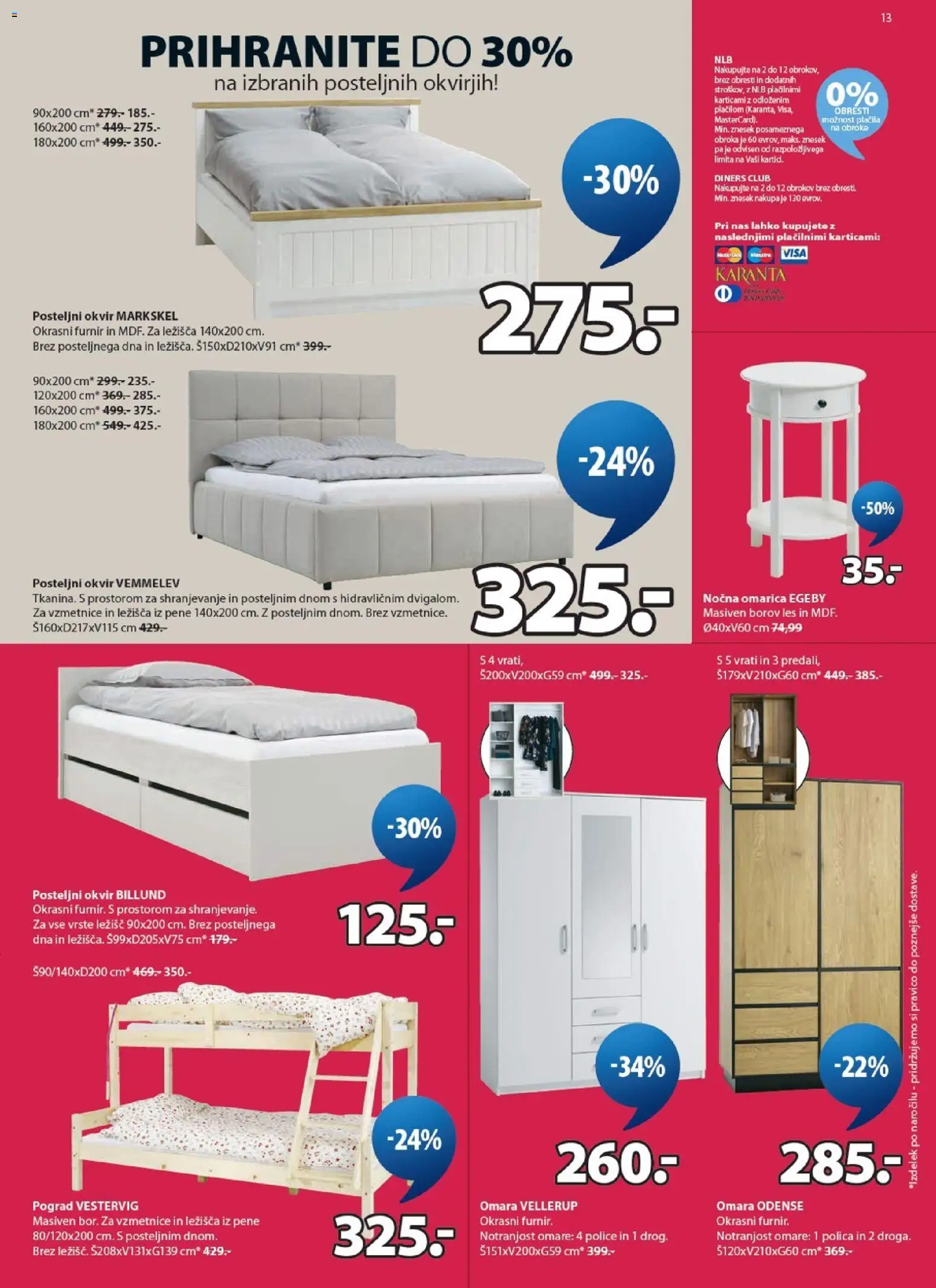 Novi JYSK katalog ponudbe – veljaven od 03.06.2026 | Stran: 13 | Izdelki: Okvir, Furnir, Nocna omarica, Polica